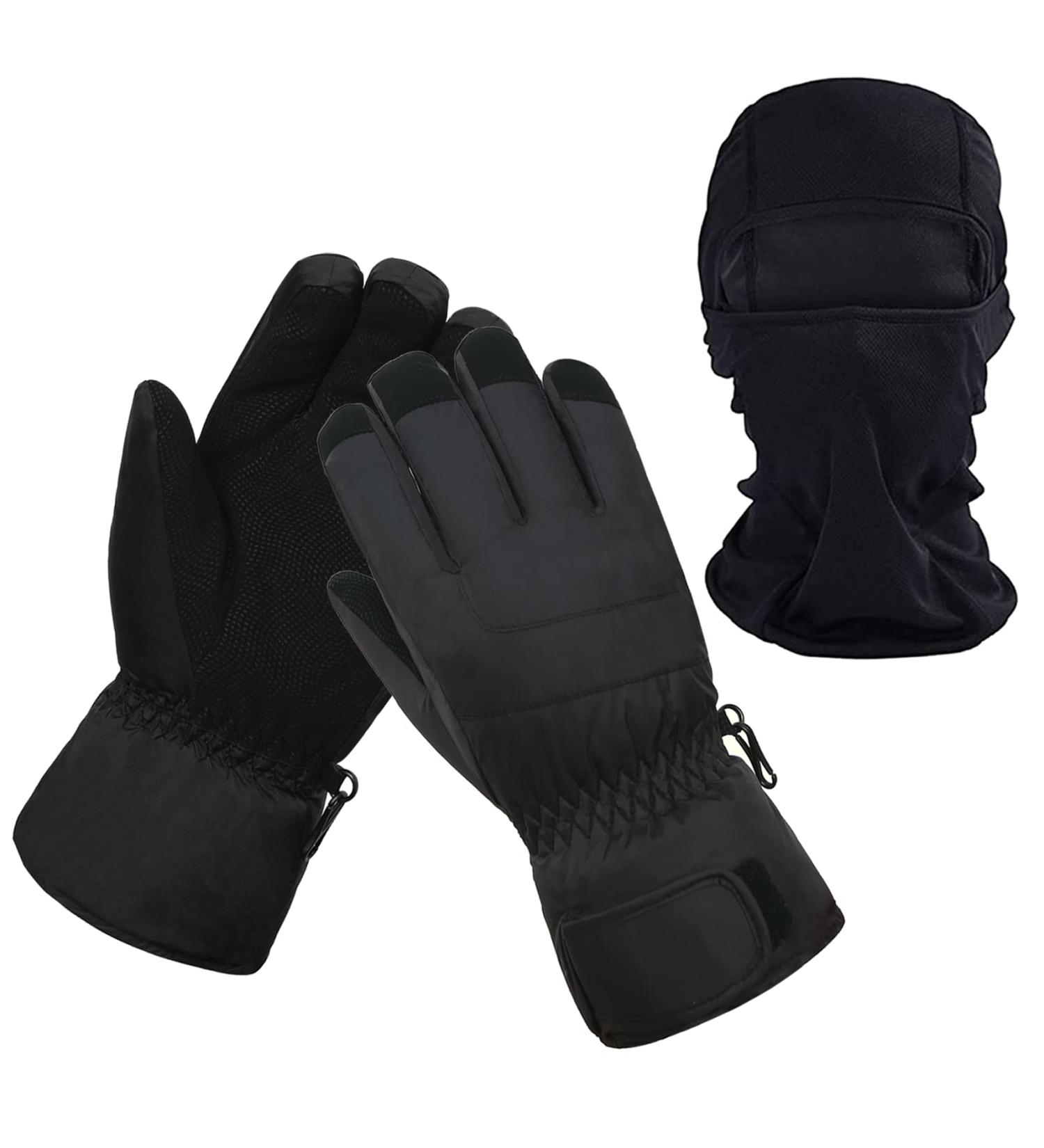 HighLoong Women Ski Gloves - Waterproof & Breathable Snow Gloves with Free Balaclava - Black, Small - Buy Online on GoSupps.com