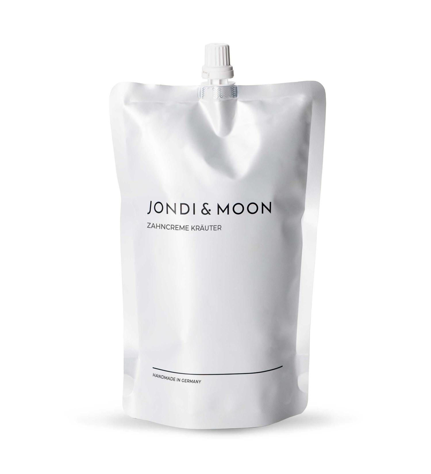 Jondi & Moon toothpaste herbs - 250ml refill bag - refillable toothpaste with fluoride in the donor with natural ingredients - vegan natural cosmetics