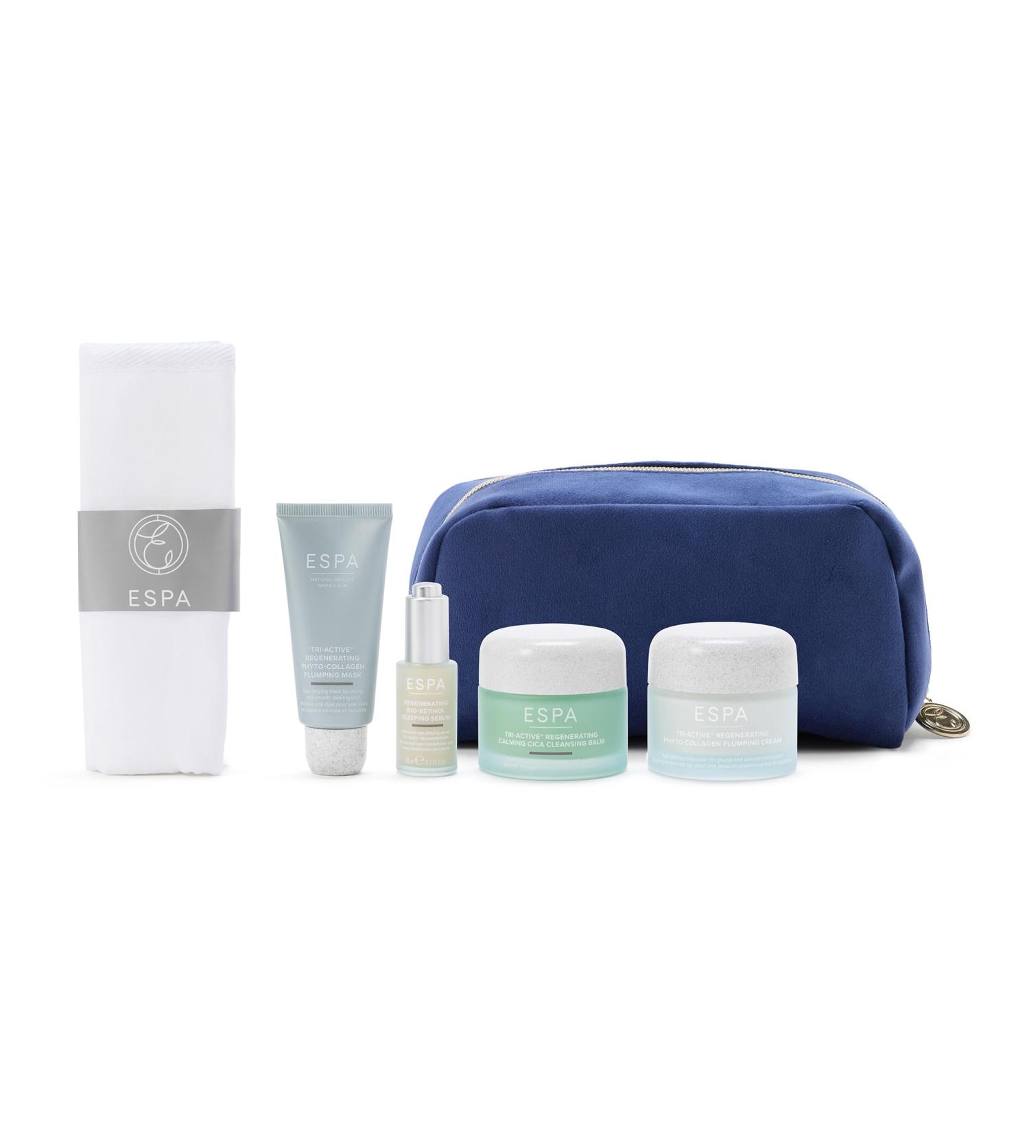 ESPA Luminous Regenerating Collection | Anti-Aging Skincare Gift Set with Phyto-Collagen & Bio-Retinol to Reduce Wrinkles & Plump Skin | Includes Cleansing Balm Cream Serum Mask & Cleansing Cloth