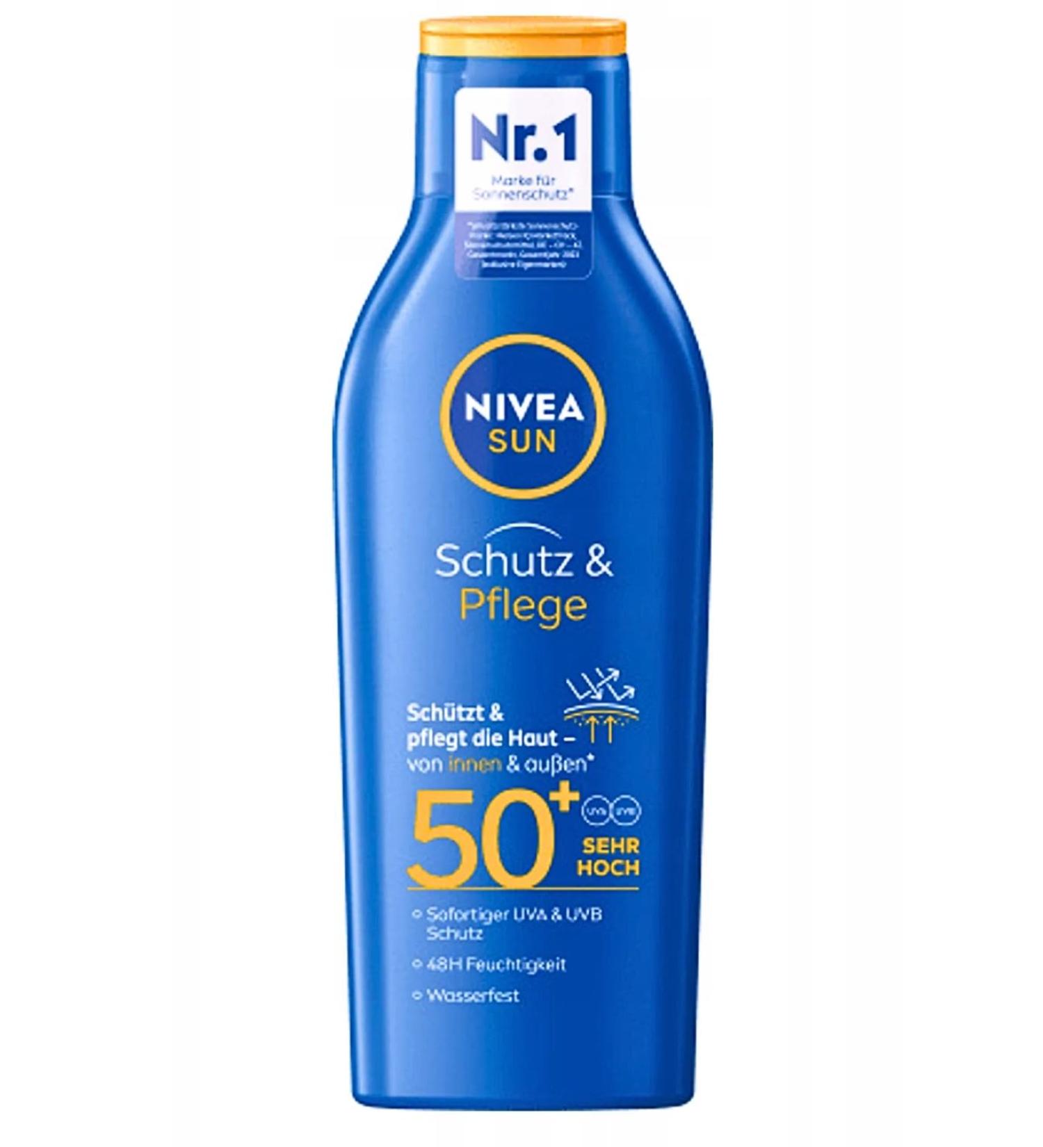 Beiersdorf Nivea Sun Protect & Care Sunscreen SPF 50 48 hours of moisture with vitamin E pack of 6 200 ml