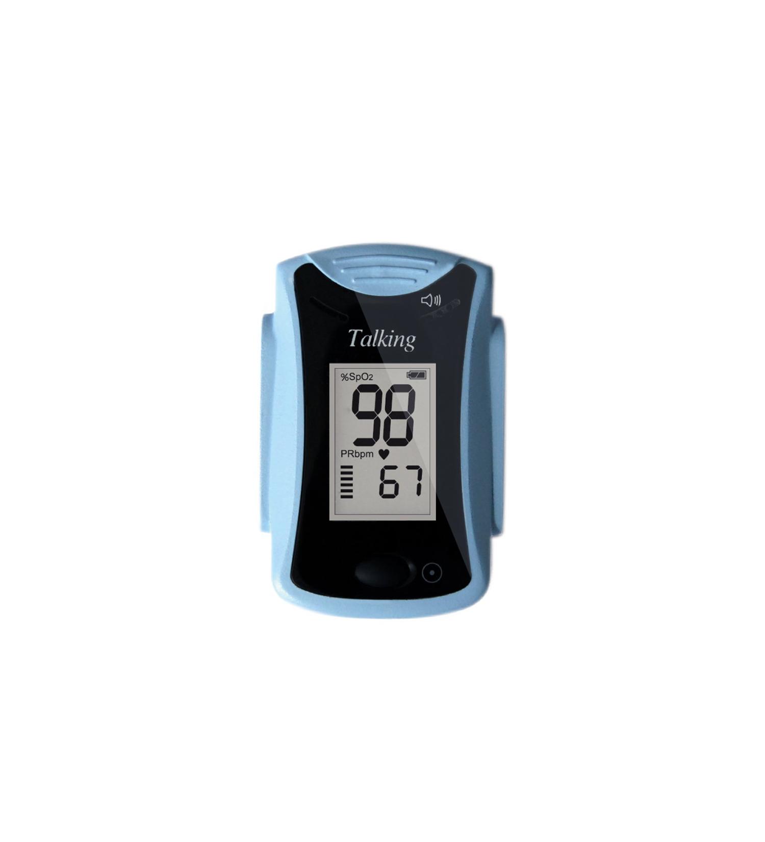 CHOICEMMED Finger Pulse Oximeter with Sound - English Speaking Blood Oxygen Saturation Monitor for Visually Impaired - Portable Oxygen Sensor with Included Batteries - O2 Saturation Monitor with Carry