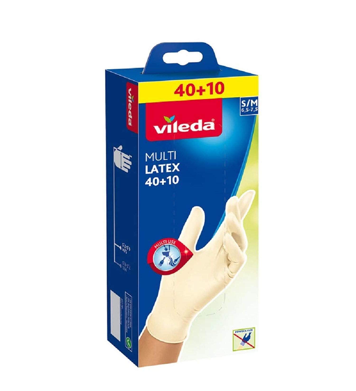 Vileda Disposable Multi Latex Gloves S/M - Pack of 50 | Buy Internationally - Buy Online on GoSupps.com