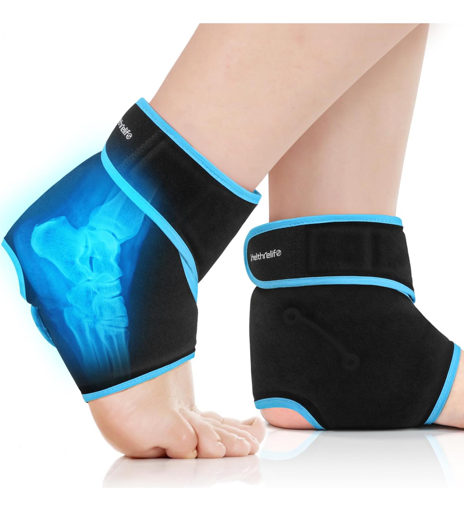 Ankle Ice Bag Wraps for Swelling & Pain Relief - Reusable Gel Packs for Plantar Fasciitis Sprained Ankles & Injuries - Set of 2 - Buy Online on GoSupps.com