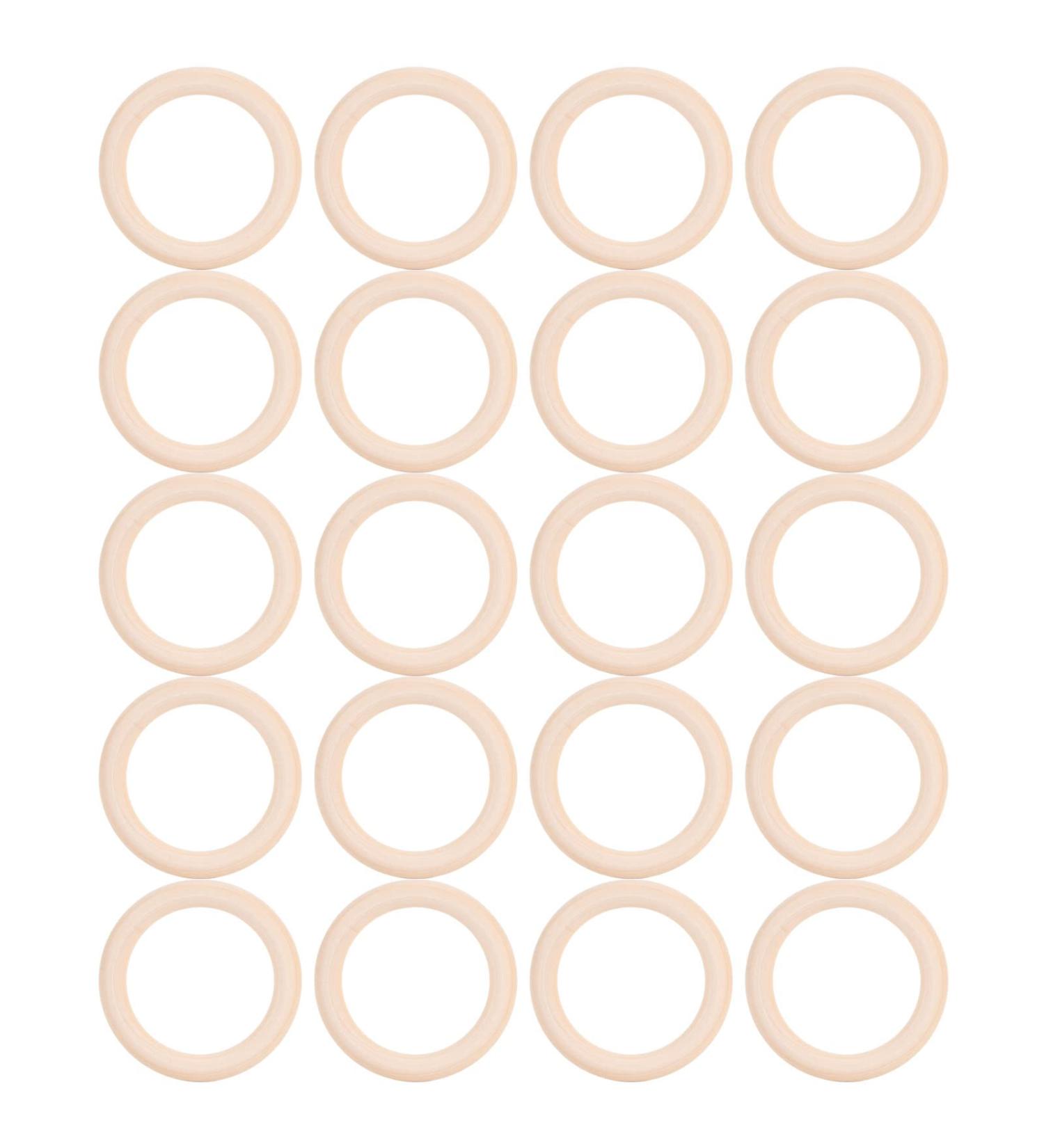 20pcs Wooden Teething Rings - Unpainted Solid Wood DIY Craft Accessories for Baby Jewelry (65mm) - Safe & Durable - Buy Online on GoSupps.com