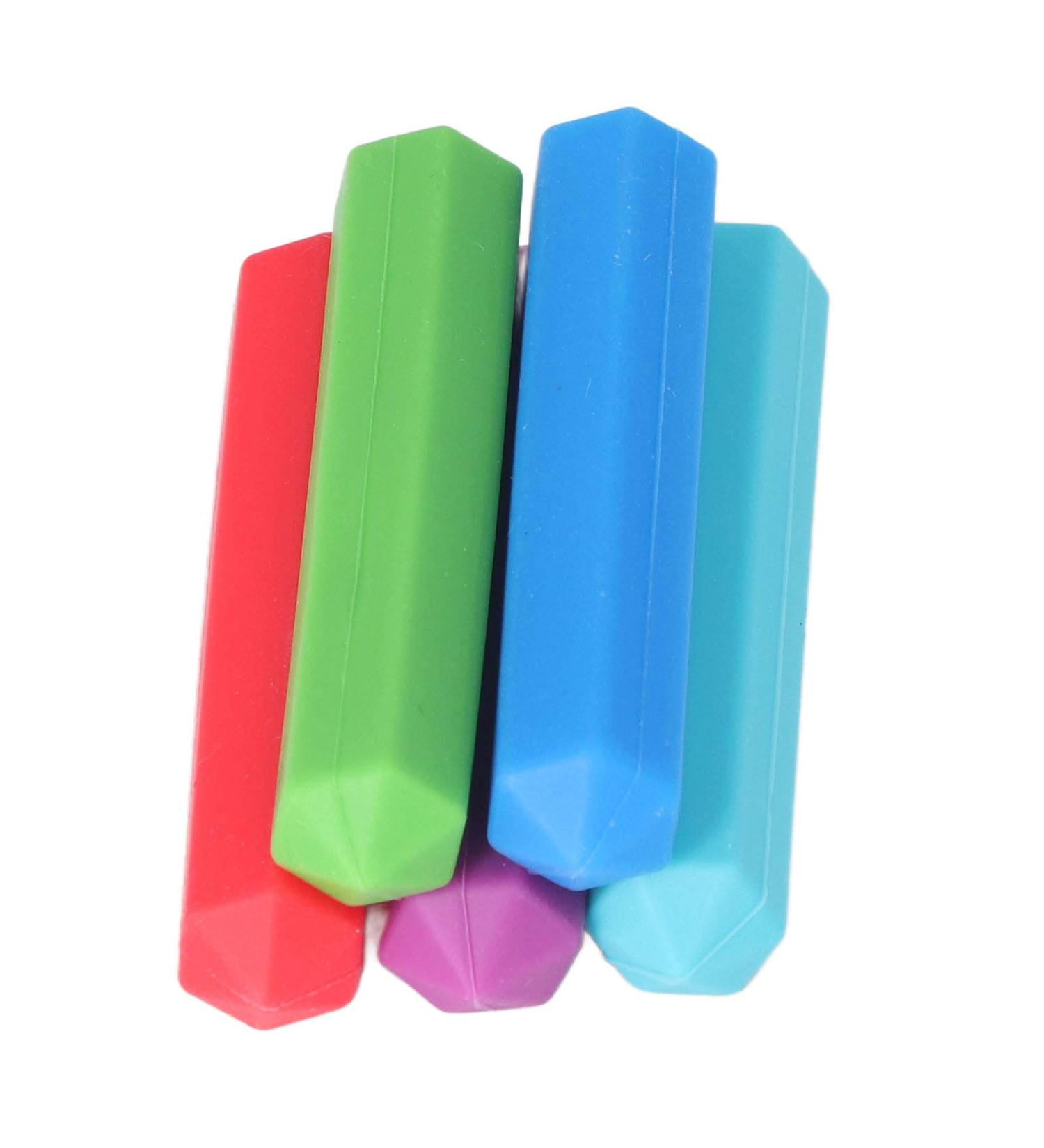 Viagasafamido 5-Piece Silicone Baby Bite Ring Set | Safe Healthy Teething Toys | Red Purple Green Blue Sky Blue - Buy Online on GoSupps.com