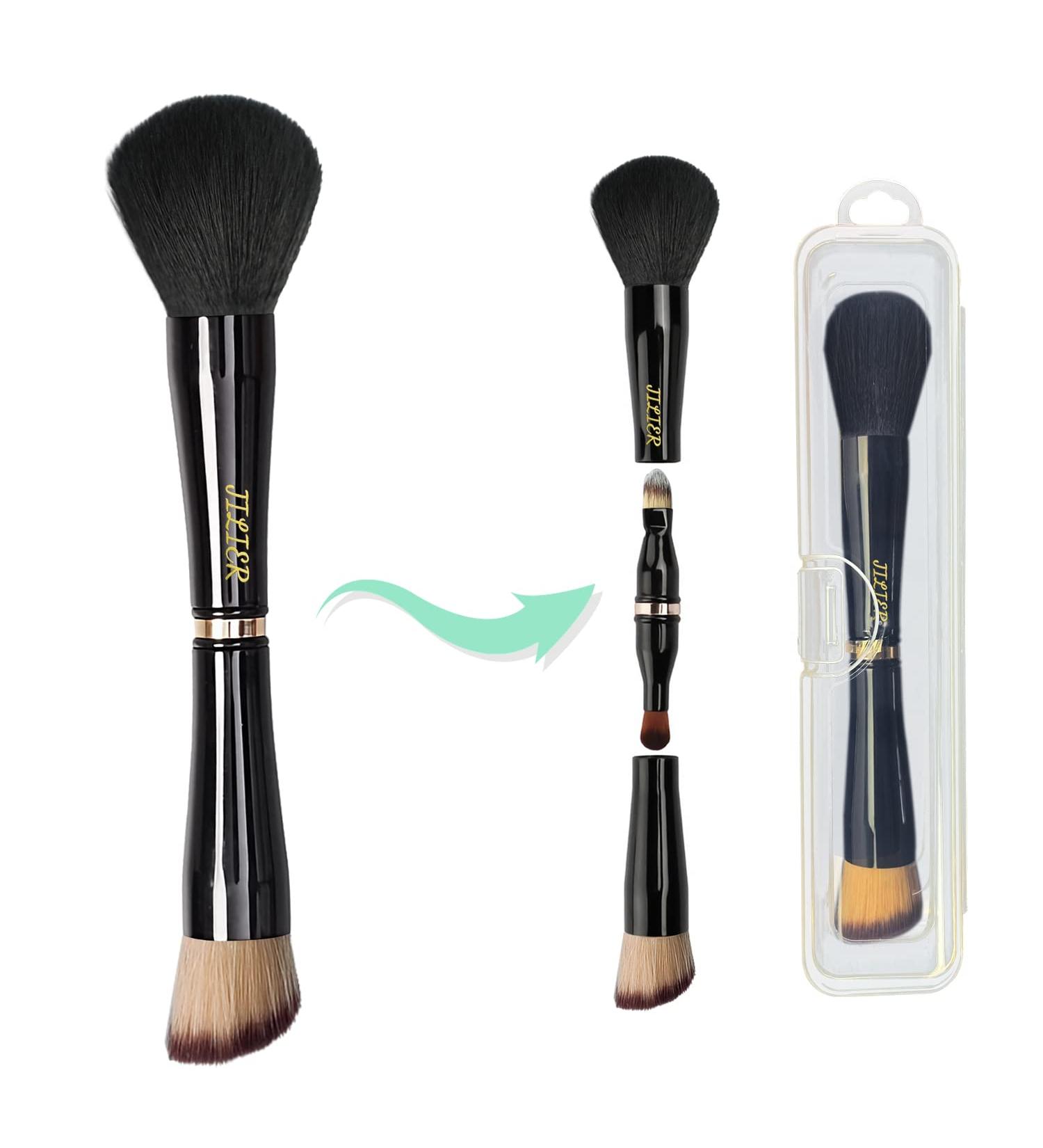 Travel Makeup Brushes Set with Case - 4 in 1: Powder Foundation Blush Eyeshadow & Concealer Brushes for All Cosmetics - Buy Online on GoSupps.com