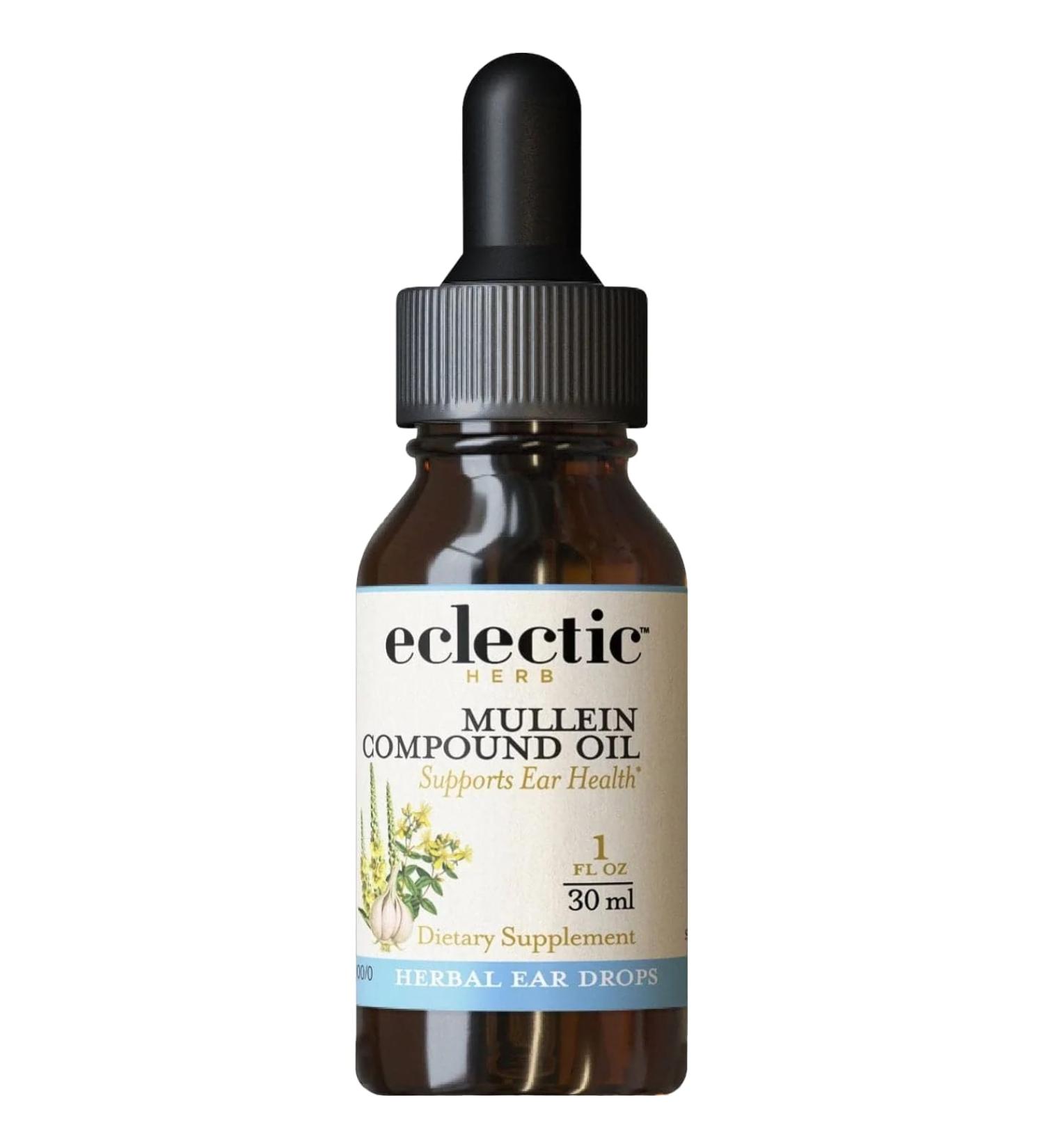 Eclectic Herb - Mullein Compound Oil | Supports Ear Health | Non-GMO Gluten-Free (1 fl oz | 30 ml) - Buy Online on GoSupps.com