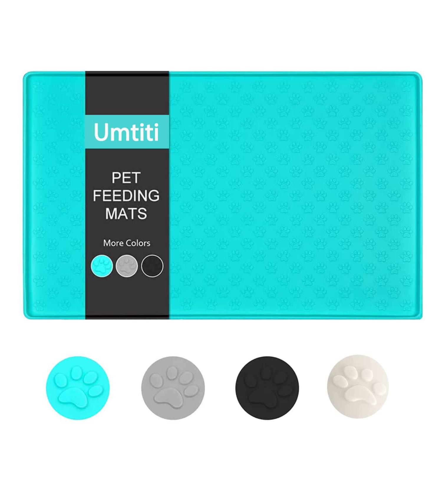 Umtiti Waterproof Slipproof Dog Bowl Pad - 60x40cm Green Silicone Mat for Cats & Dogs | Dishwasher Safe & Durable - Buy Online on GoSupps.com