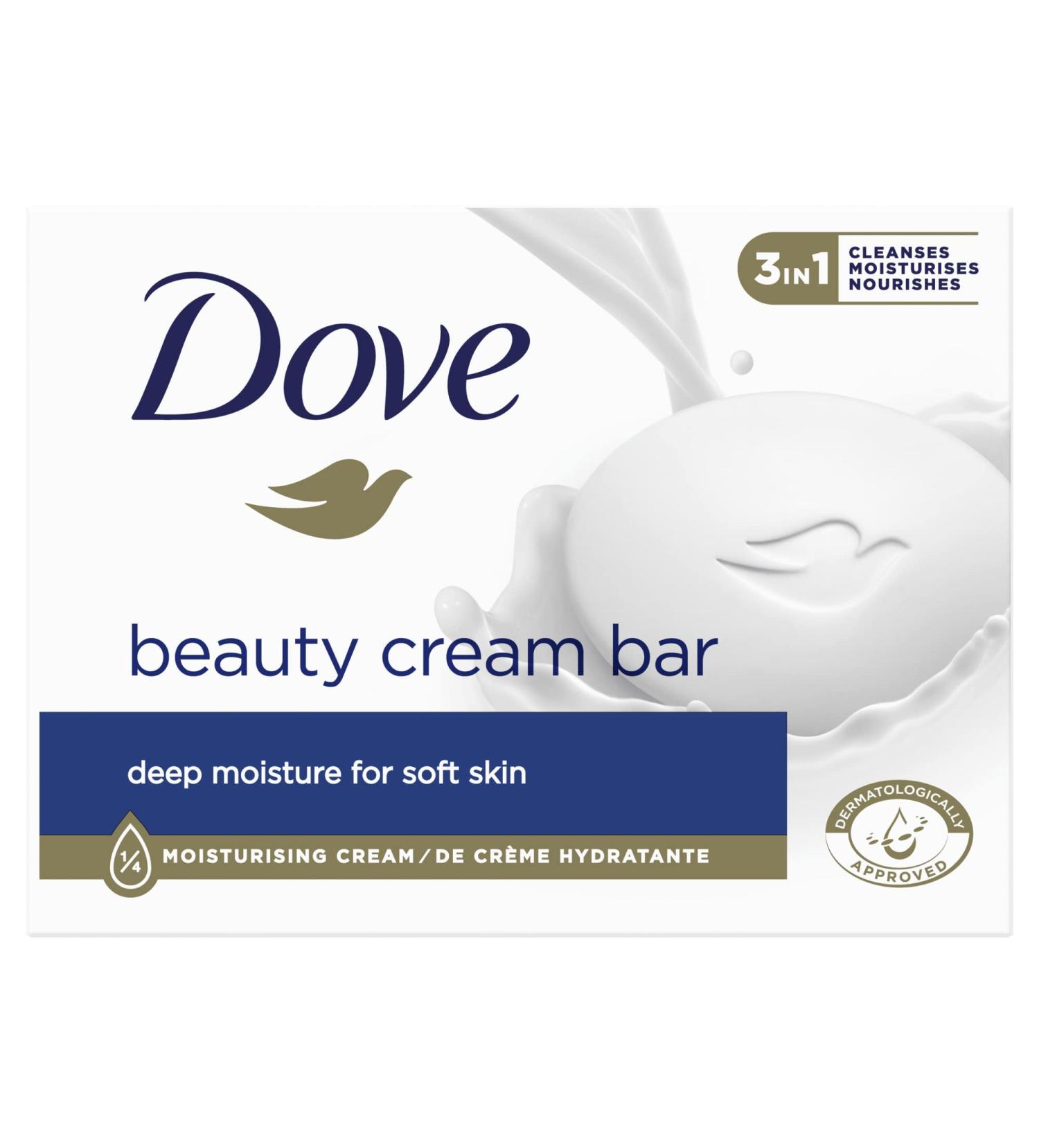 Dove Beauty Cream Bar Hand Soap with 1/4 Moisturizing Cream for Soft and Supple Hands 90g - Buy Online on GoSupps.com