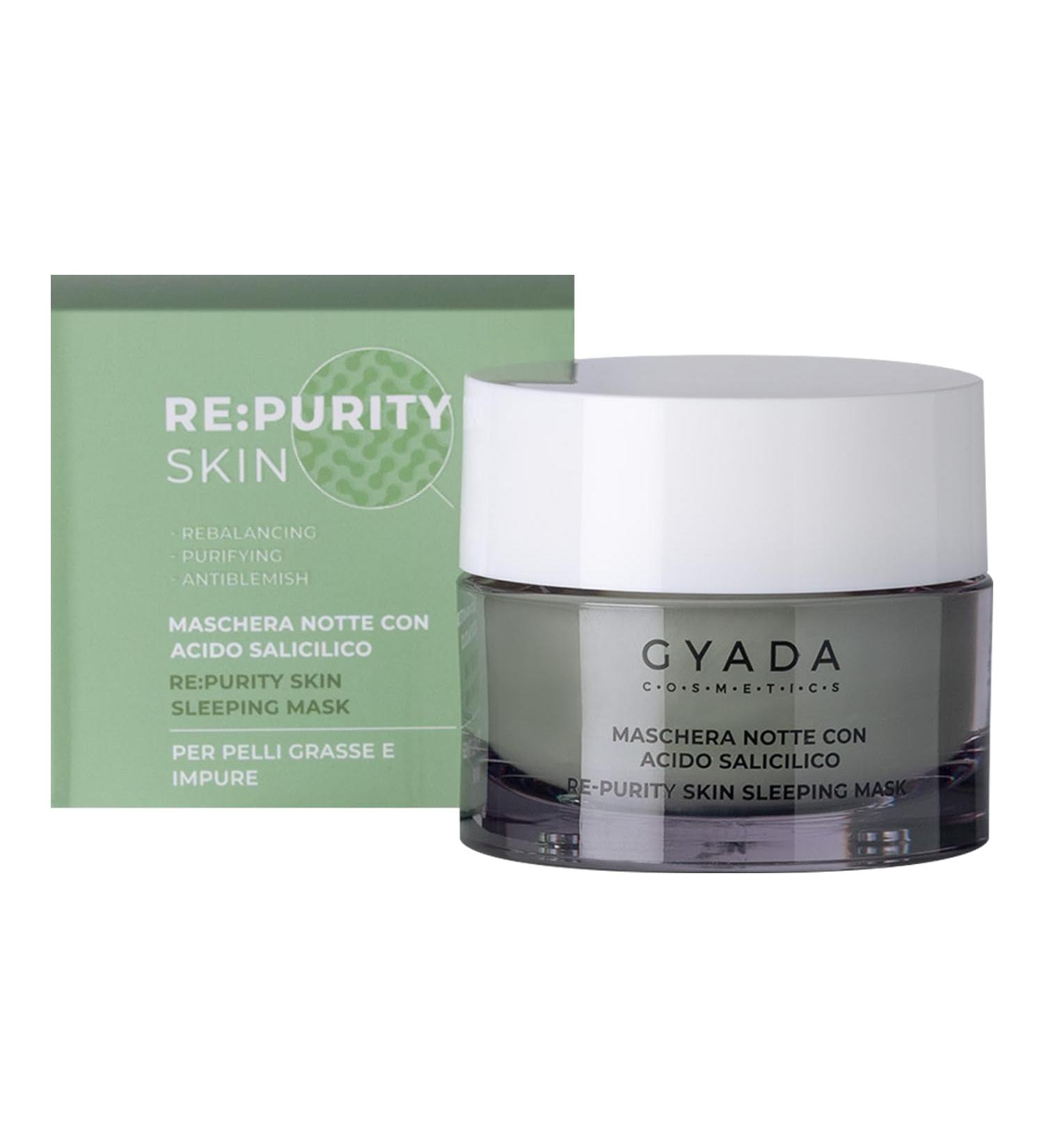 GYADA COSMETICS RePurityskin Night mask with salicylic acid soothing for oily skin impure mixed and acneic tendency reduces the excess of sebo formula based on hyaluronic acid 50 ml - Buy Online on GoSupps.com