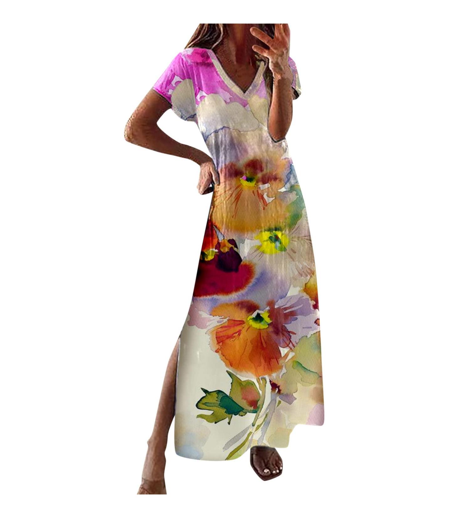 Shop Hot Pink Rytejfes Long-Sleeved Maxi & Midi Beach Dresses - Boho Summer Blouses & Leisure Wear - Buy Online on GoSupps.com