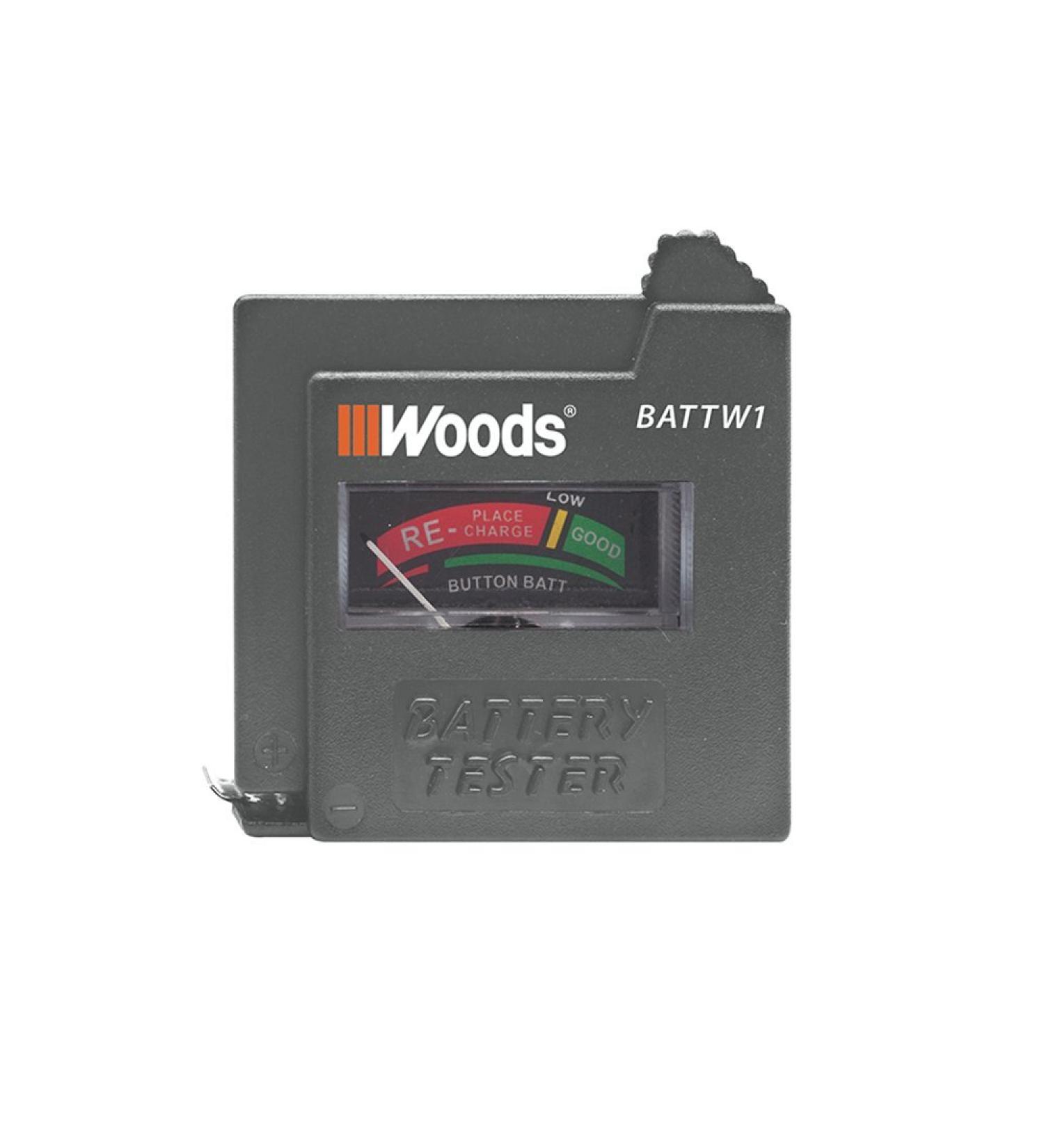 Woods BATTW1 Battery Tester - Tests 9V AA AAA C D and 1.5V Batteries