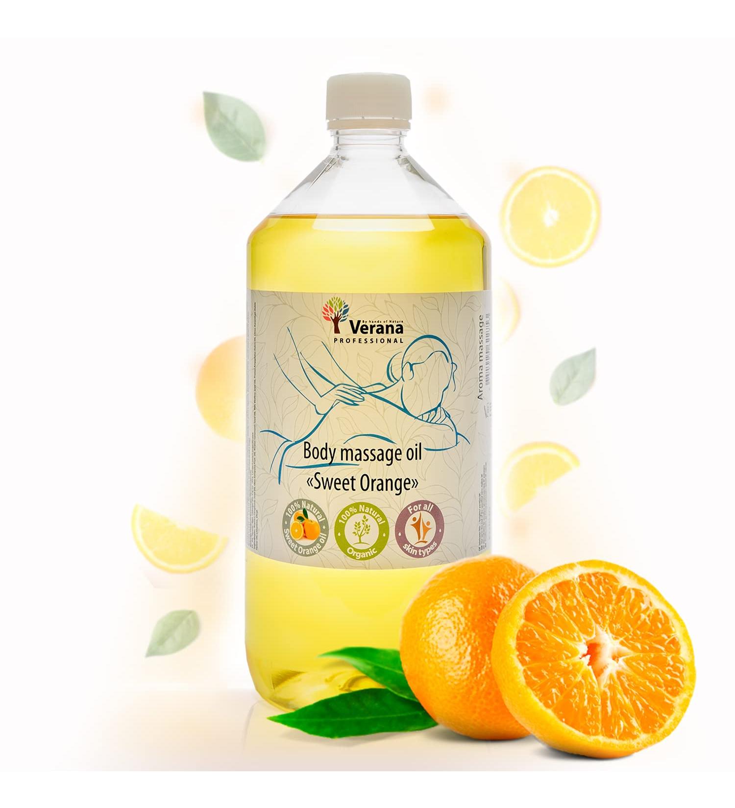 Verena Sweet Orange Massage Oil - Natural Body Oil for Rejuvenation Anti-Stress & Aromatherapy | 1L - Buy Online on GoSupps.com