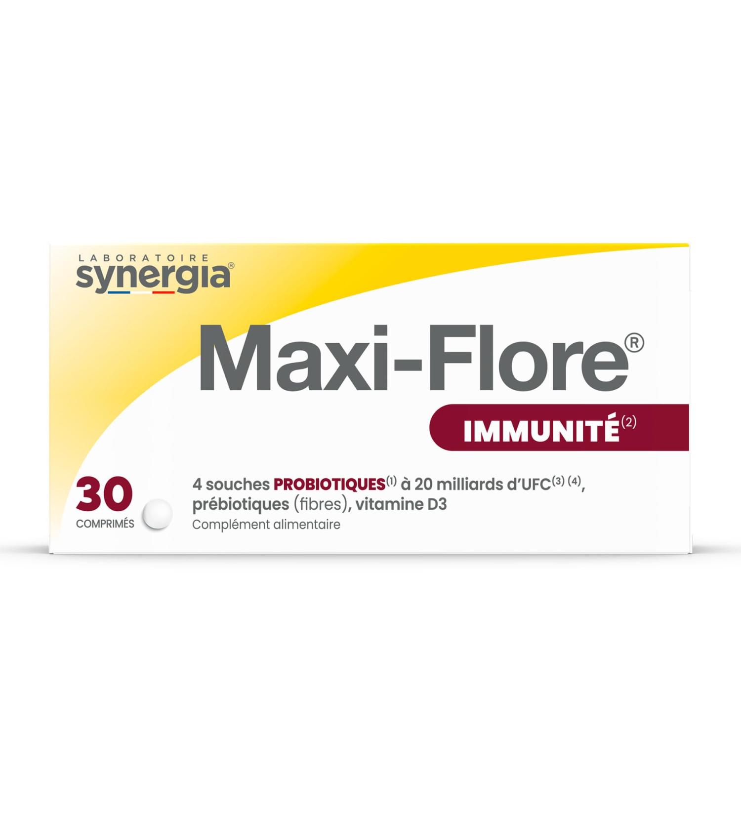 MAXI-FLORE 30 Comprim s | Renforce Les D fenses Immunitaires et pr vient les infections bact riennes | Complexe de ferments lactiques de nouvelle g n ration | Laboratoire SYNERGIA - Buy Online on GoSupps.com