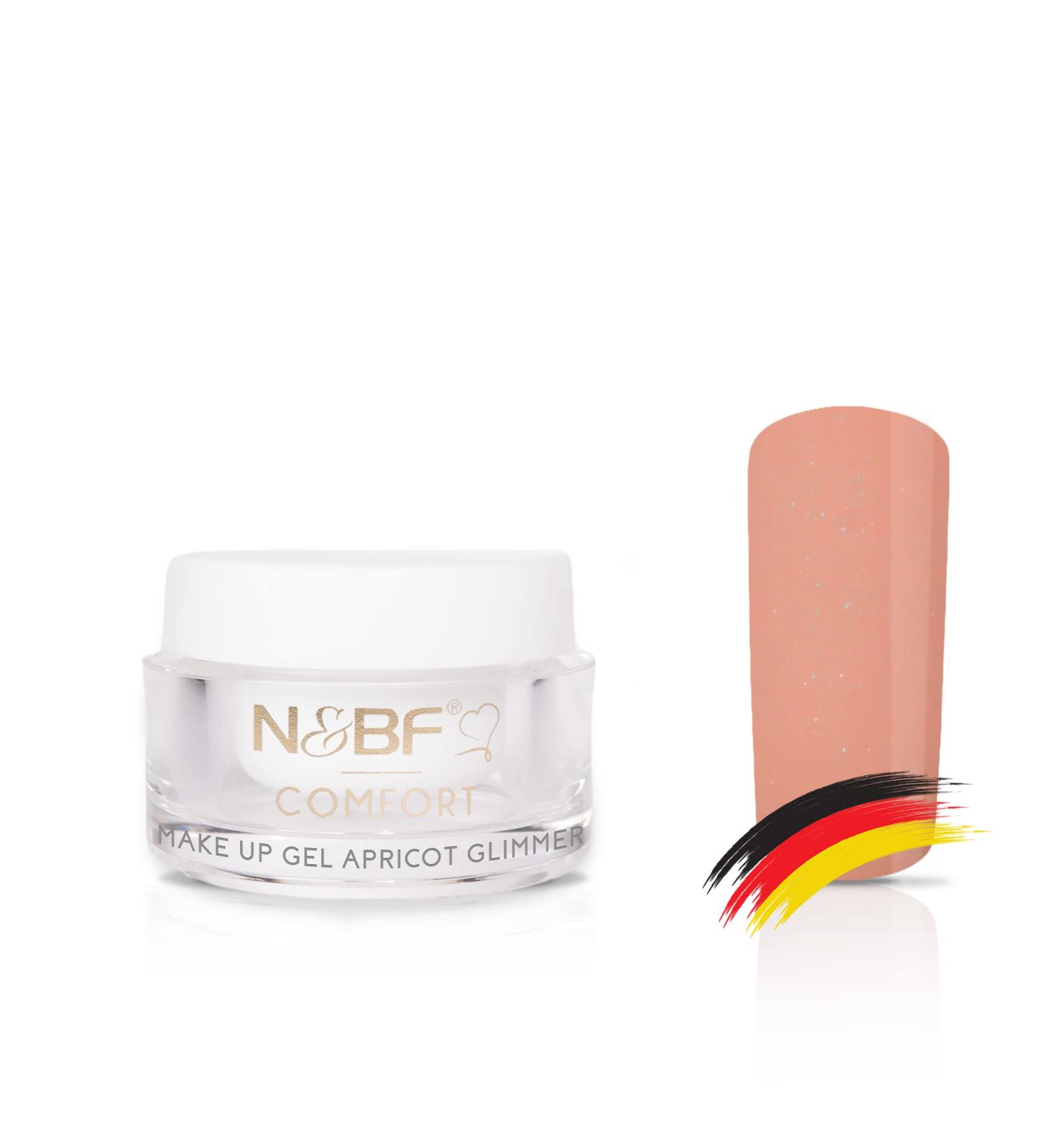 N & BF 5ML Comfort Line Make Up Gel Apricot Gimmel LED+UV |High quality professional cover gel medium viscos |Glitter camouflage gel for the modeling of Gelnageln |Glitzer Nagelgel Made in Germany