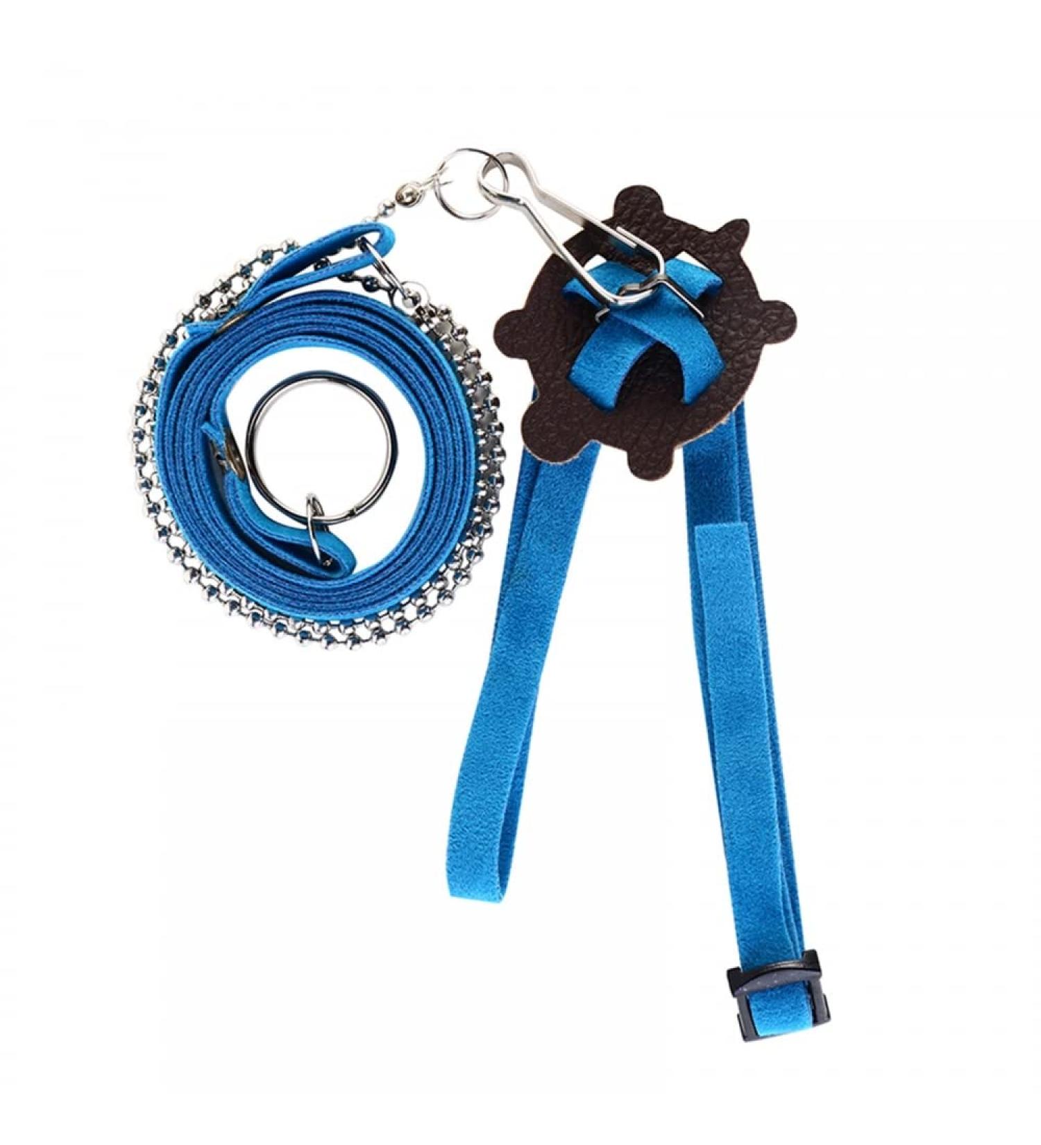 Adjustable Blue Leather Turtle Harness Leash | Pet Tortoise Walking Lead Control Rope - Buy Online on GoSupps.com