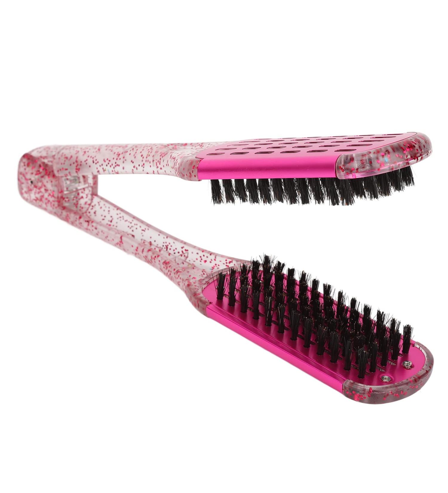 Buy Hair Straightening Splint Comb for Women | Double-Sided Clamp Brush | High-Temperature Resistant Tool for Home Salon | Rose Red Color - Buy Online on GoSupps.com