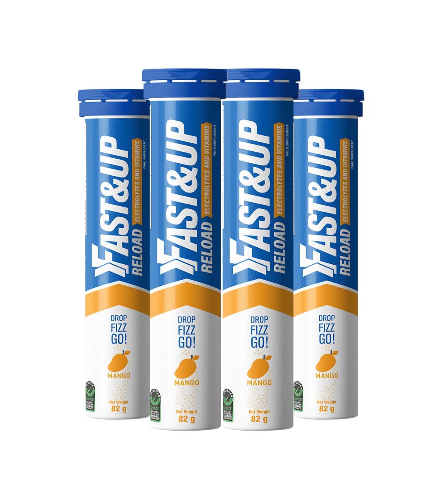 Fast&Up Reload Orange + Caffeine - Instant Electrolytes & Hydration - 80 Effervescent Tablets (4 x 20) - Saver Multipack Orange + Caffeine 20 count (Pack of 4) - Buy Online on GoSupps.com