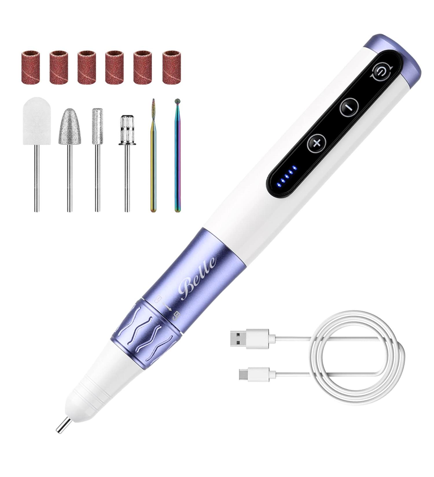 Belle 30000RPM Cordless Electric Nail Drill Kit | Portable Manicure Pedicure Tool with 3 Speeds | Wireless Machine for Acrylic Nails | Professional Care at Home or Salon - Purple - Buy Online on GoSupps.com
