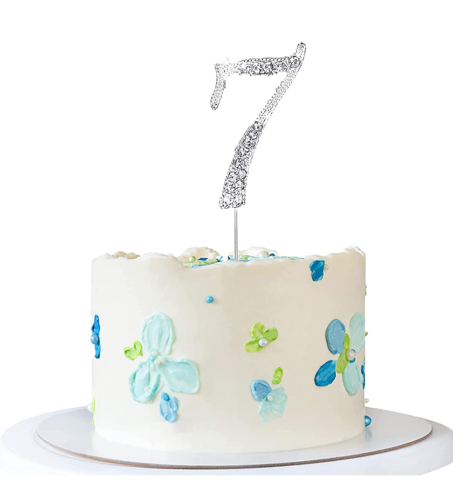 Happy Birthday Cake Topper - Silver Rhinestone Decoration | International Shipping - Buy Online on GoSupps.com