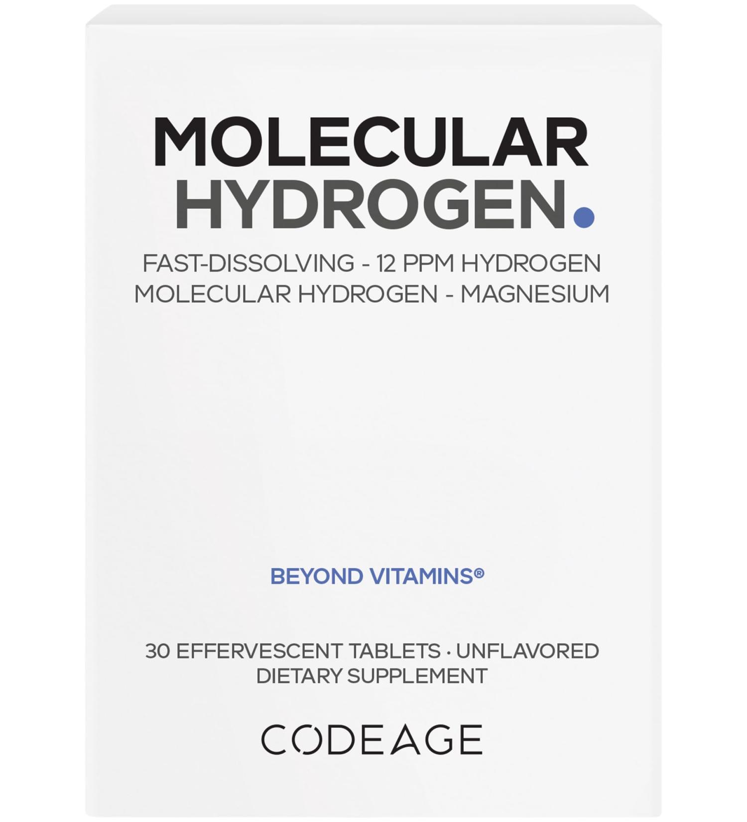 Codeage Molecular Hydrogen Supplement - Fast-Dissolving 12 PPM Hydrogen Water Tablets with Elemental Magnesium - Hydration Tablet Body Function - Unflavored Vegan Non-GMO Gluten-Free - 30 Tablets - Buy Online on GoSupps.com