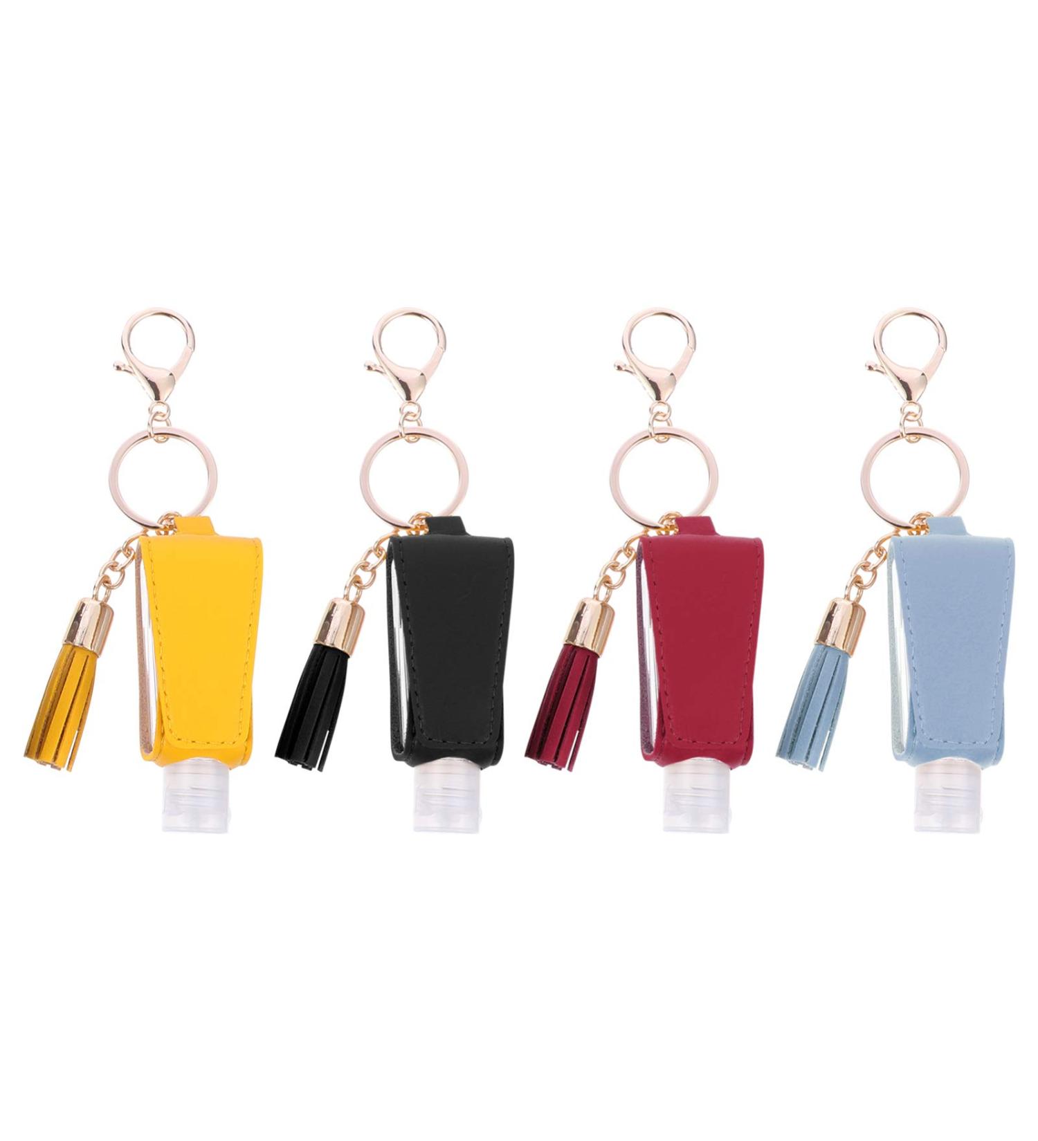 Lurrose 4-Piece Perfume Travel Bottles with Keyring & Leather Cover - Refillable Soap Dispenser for Shampoo & Hand Gel | Perfect New Year Gifts - Buy Online on GoSupps.com