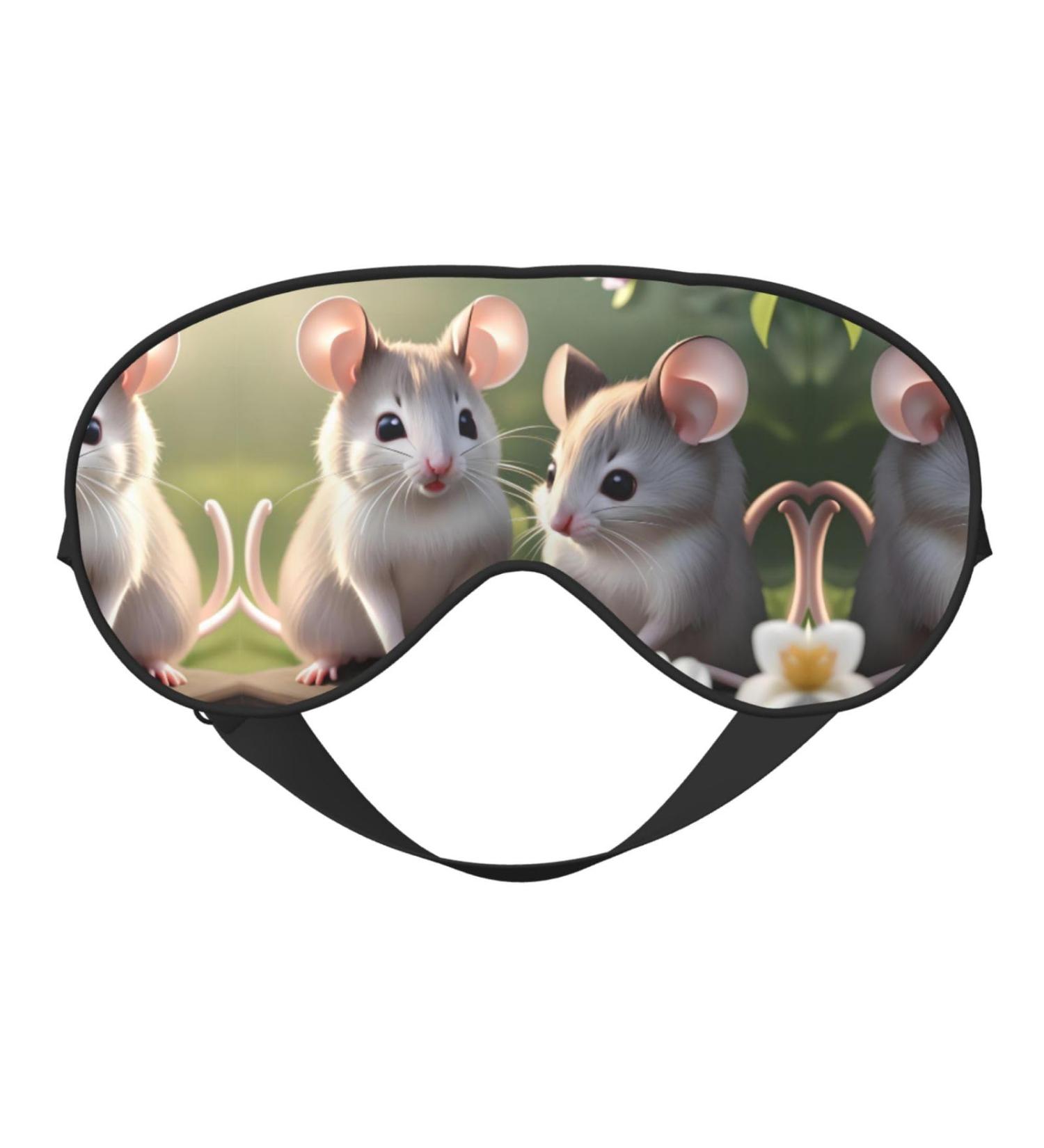 Mouse in Love Eye Mask - Soft Adjustable Sleep Mask for Men & Women | Comfortable Black Nighttime Eye Cover - Buy Online on GoSupps.com
