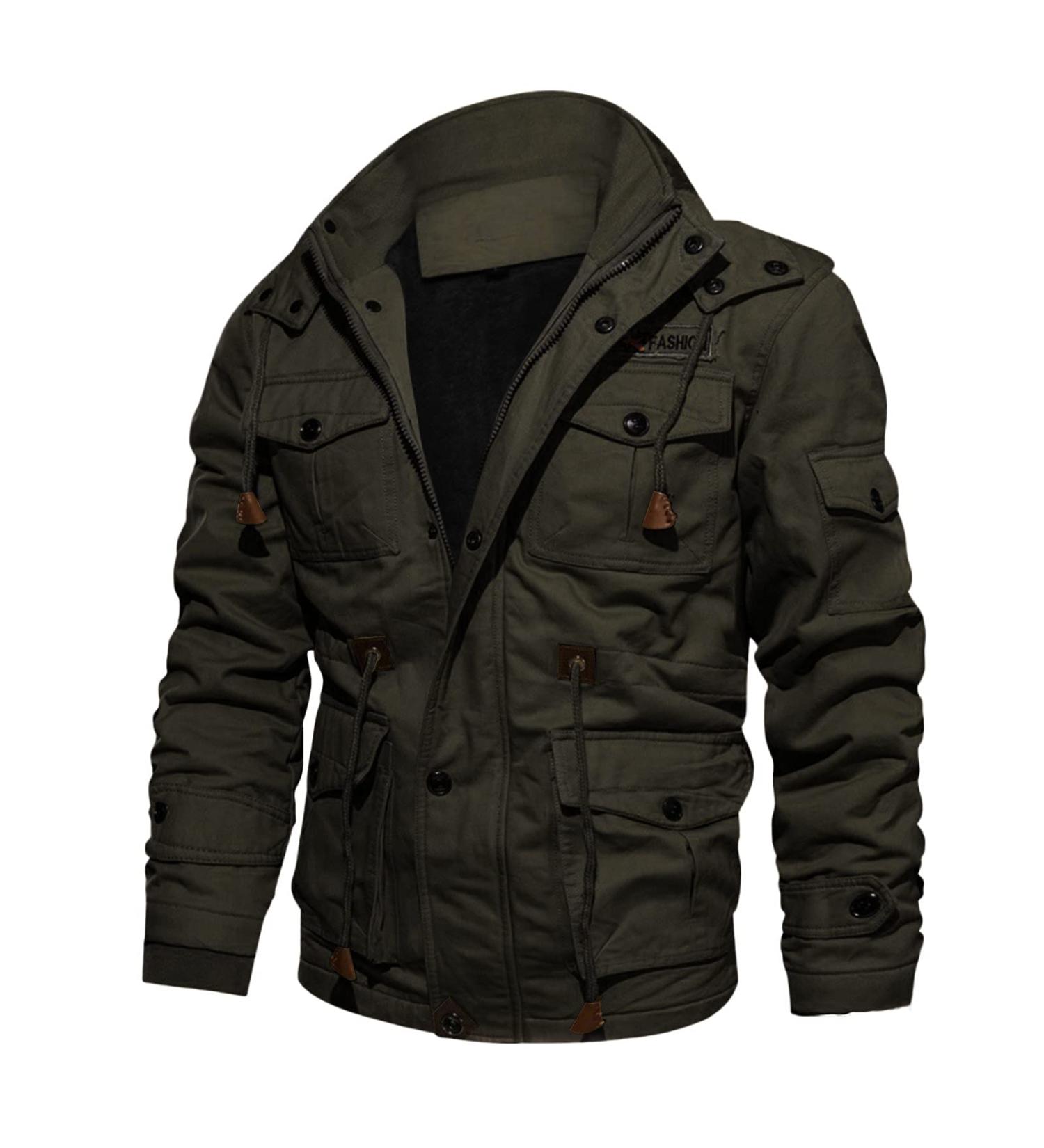 Buy Hanxiulin Oversize Warm Plush Jacket for Men - Winter Hooded Coat in Green 4XL | Soft Fleece Lined Outdoor Jacket - Buy Online on GoSupps.com