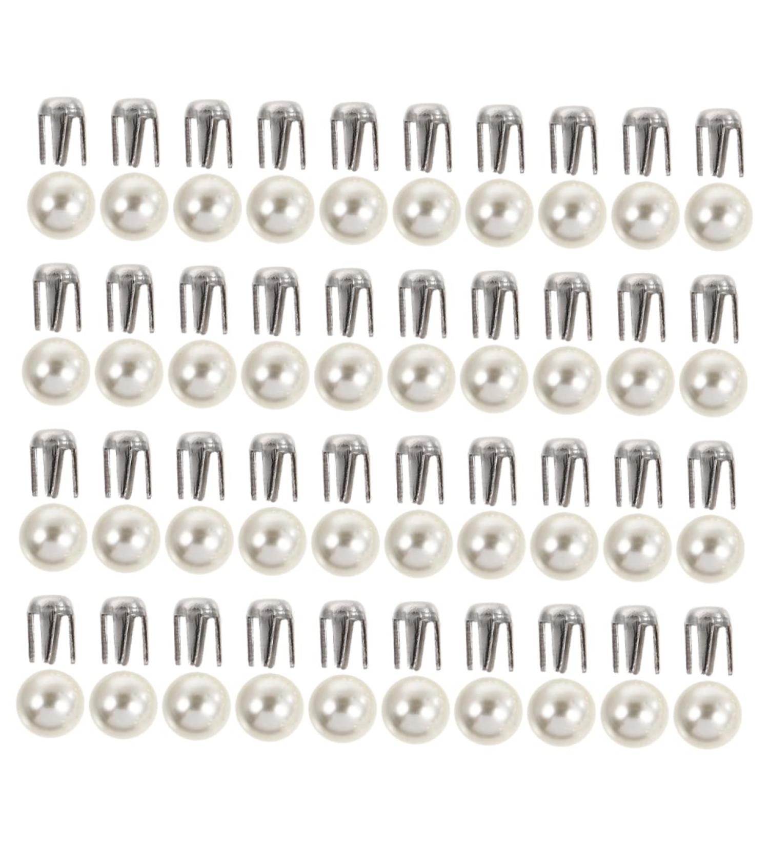 TEHAUX Buttons 150 Sets Pearl Claw Nails White Pearl Beads DIY Clothing Accessories Pants Crafting Supplies 1X1X1CM White - Buy Online on GoSupps.com