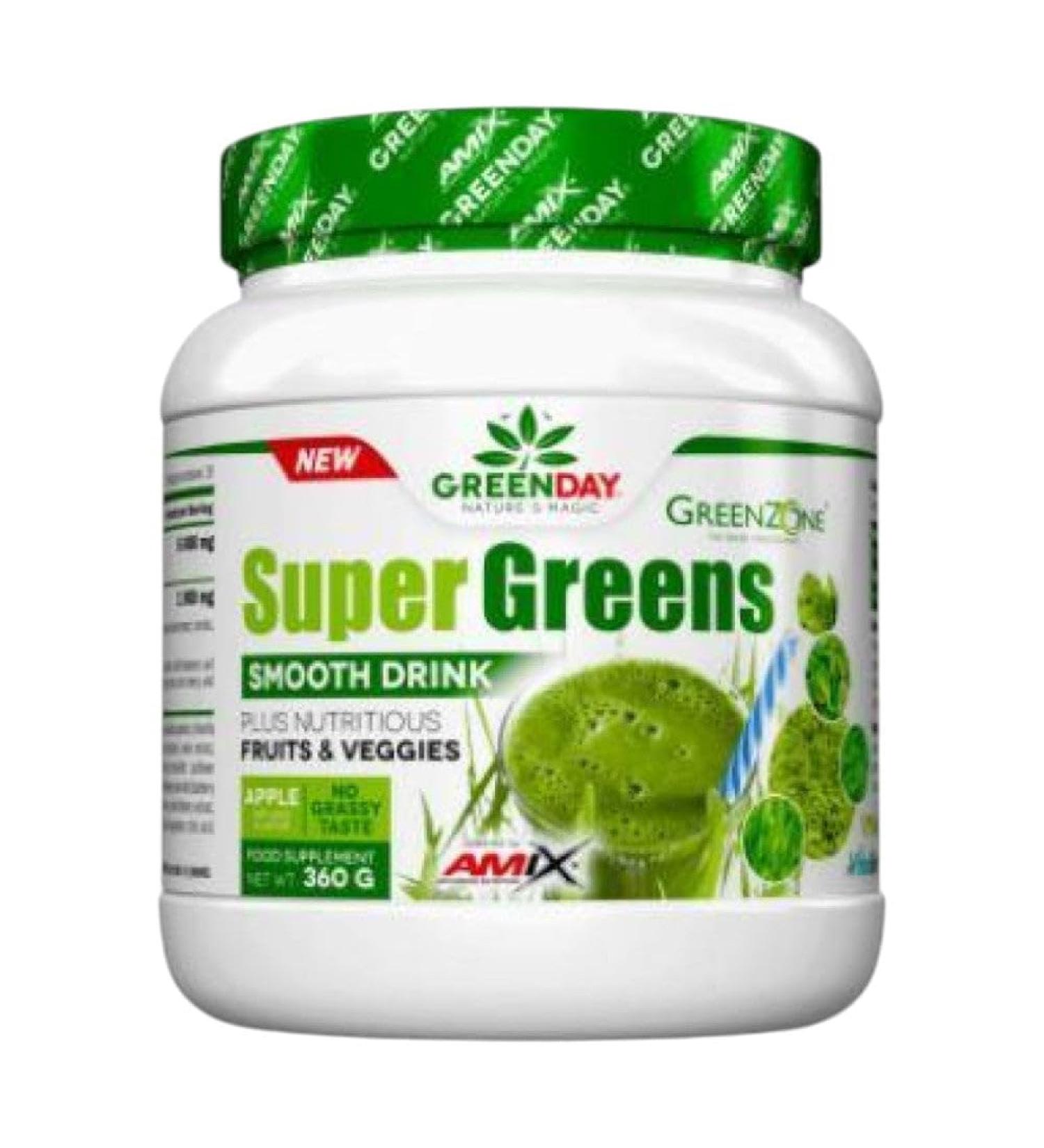 Amix Nutrition Amix GreenDay Super Greens Smooth Drink 360 Gr Green Smoothies Apple Flavor Vegetable Food - Buy Online on GoSupps.com