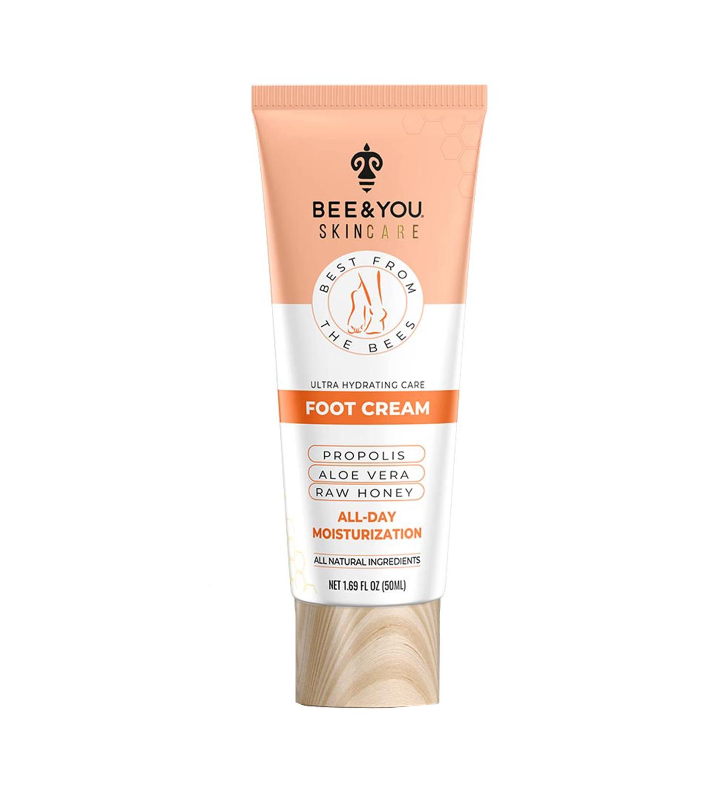 BEE&YOU Natural Foot Cream with Propolis Raw Honey Daily Moisturizer Gentle Care Aloe Vera Vitamin B5 Vitamin E Shea Butter Sesame Oil Without Animal Testing - Buy Online on GoSupps.com