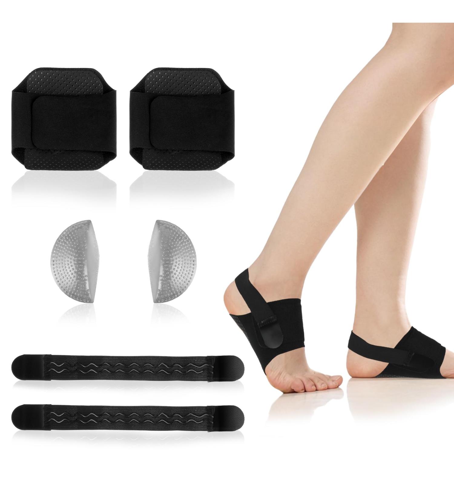 Foot Brace for Plantar Fasciitis | Adjustable Arch Support & Compression Bands for Pain Relief | Gel Inserts for Flat Feet & High Arches - Buy Online on GoSupps.com