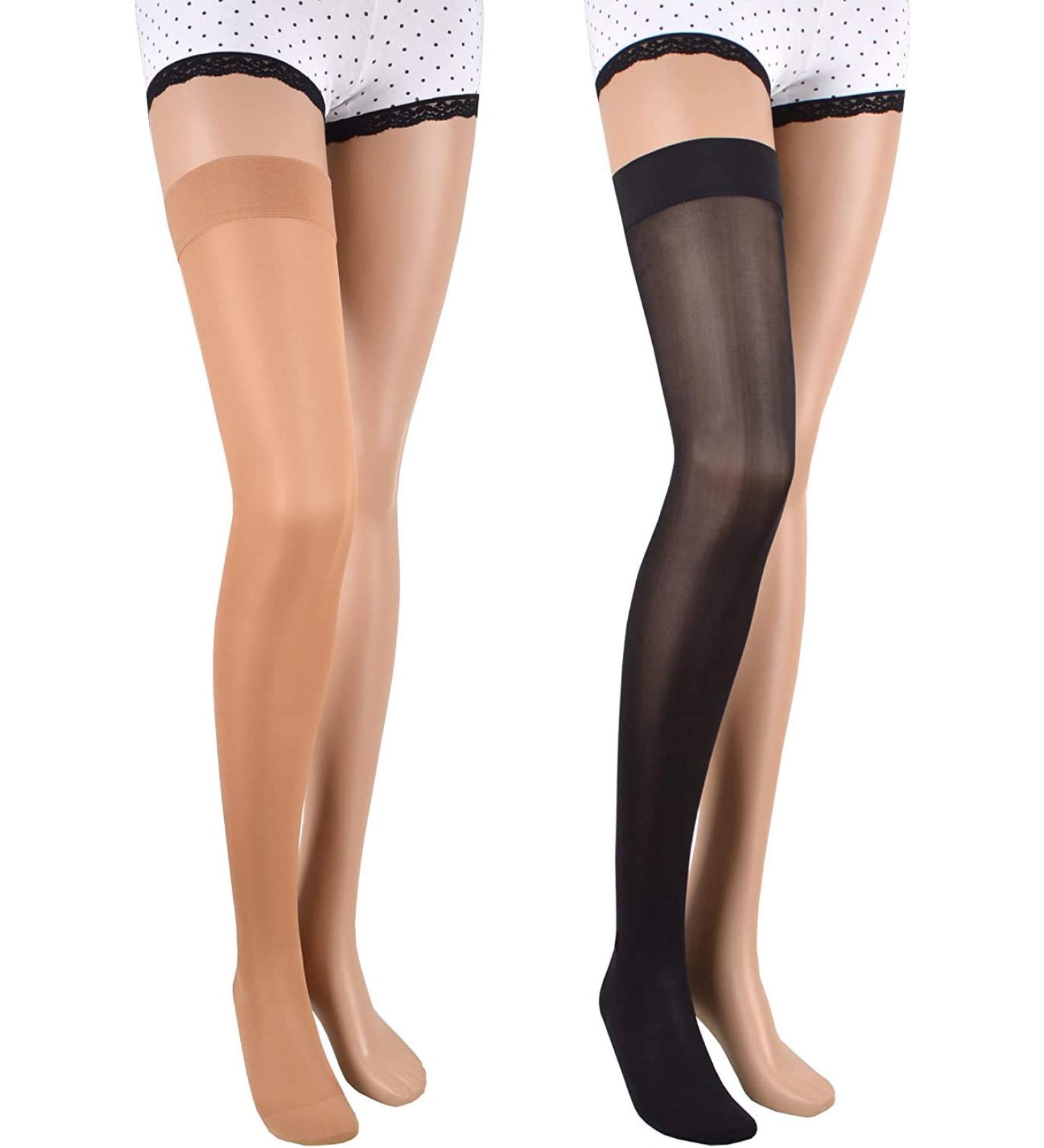 ASSISTICA Class 2 Medical Compression Stockings 23-32 mmHg Thigh High - X-Large Black - Buy Online on GoSupps.com