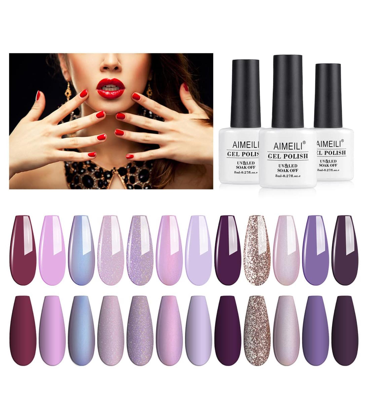 AIMEILI Gel Nail Polish Set 8ml 12 Colours Soak Off UV LED Gel Nail Polishes Nail Art Gel Polish Gift Kit 19 KIT12-19_8ML 8 ml (Pack of 1) - Buy Online on GoSupps.com