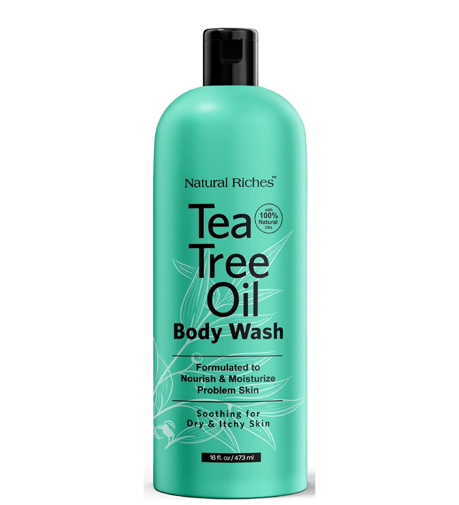 Natural Riches Tea Tree Body Wash with Peppermint & Eucalyptus - 16 fl oz - Fight Itchy Skin & Body Odor - Men & Women s Natural Body Soap - Buy Online on GoSupps.com