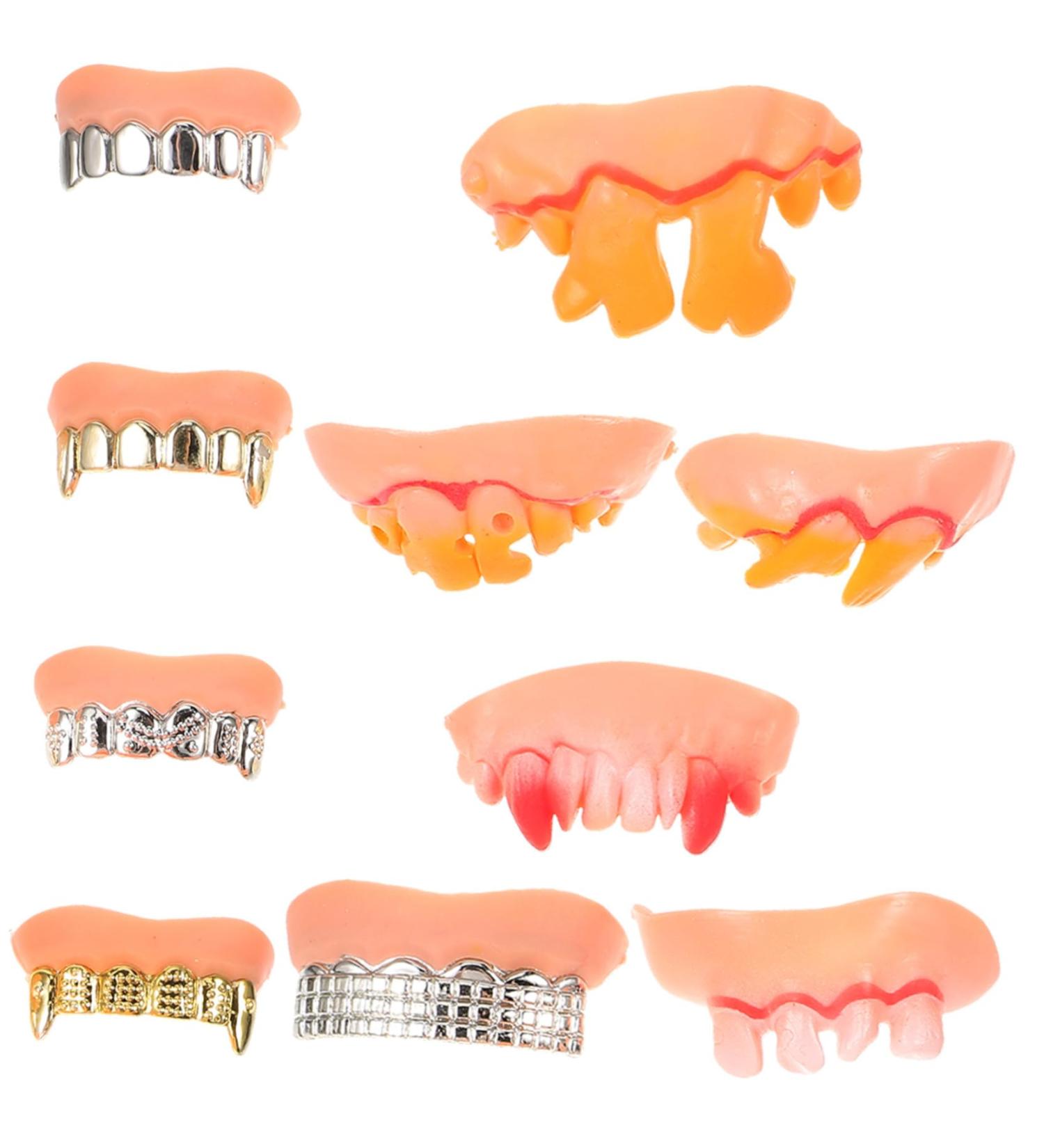 Beatifufu 10 Stk Halloween Vampire Teeth | Creepy Cosplay & Costume Accessories - High-Quality PVC False Teeth for Spooky Looks - Buy Online on GoSupps.com