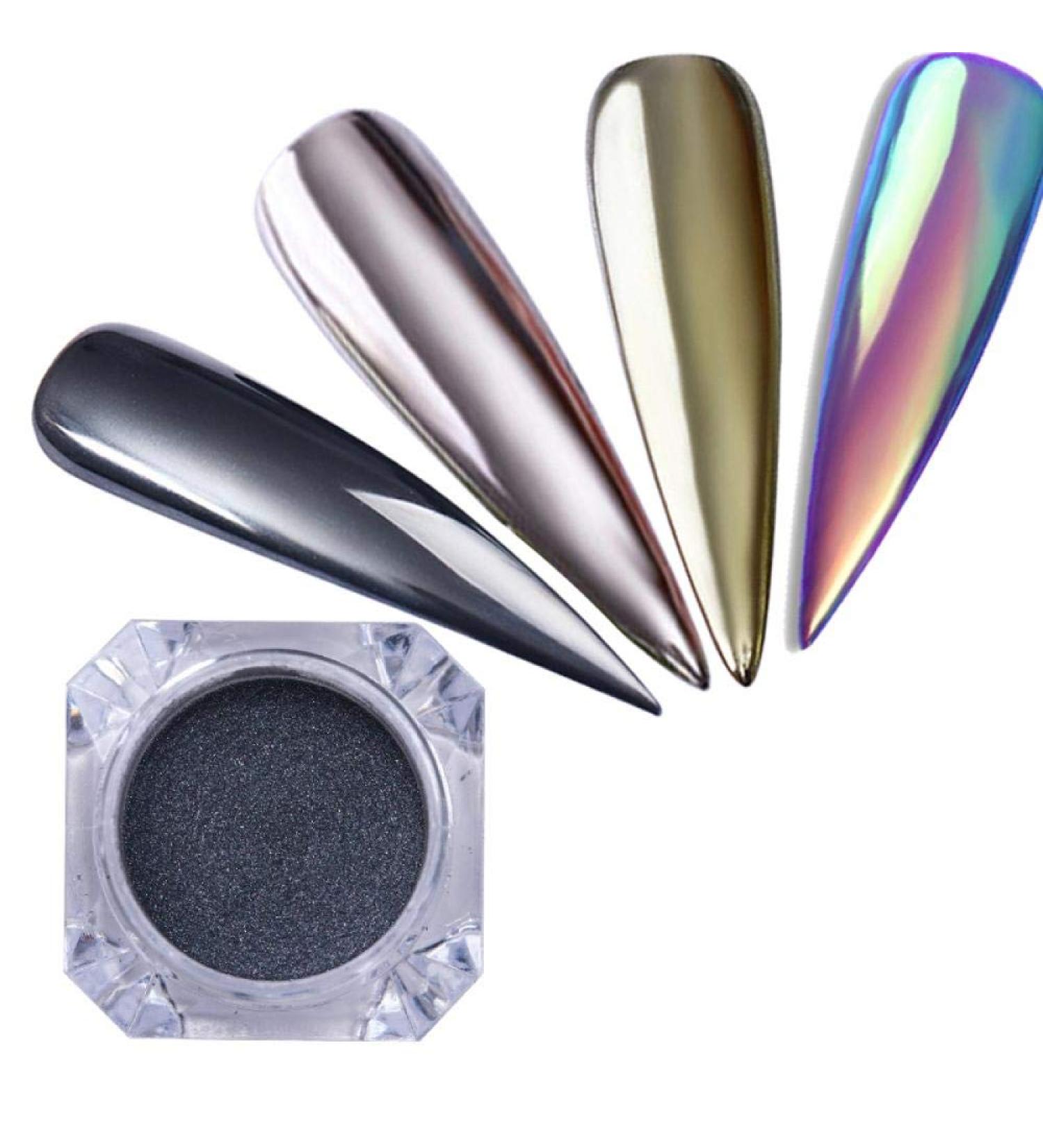 Holographic Nail Powder Holo Powder for Nails Nail Powder Rainbow Mirror Nail Powder Silver Gold Black Holo Manicure Nail Art Pigment Glitter Dust - Buy Online on GoSupps.com