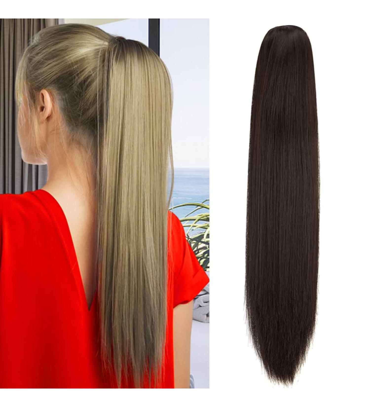 OMGREAT Ponytail Extension 21" Long Straight Curly Claw Ponytail Hair Extension One Piece Clip in on Ponytail Synthetic Hairpieces Straight Dark Brown 21Inch Dark Brown-Straight - Buy Online on GoSupps.com