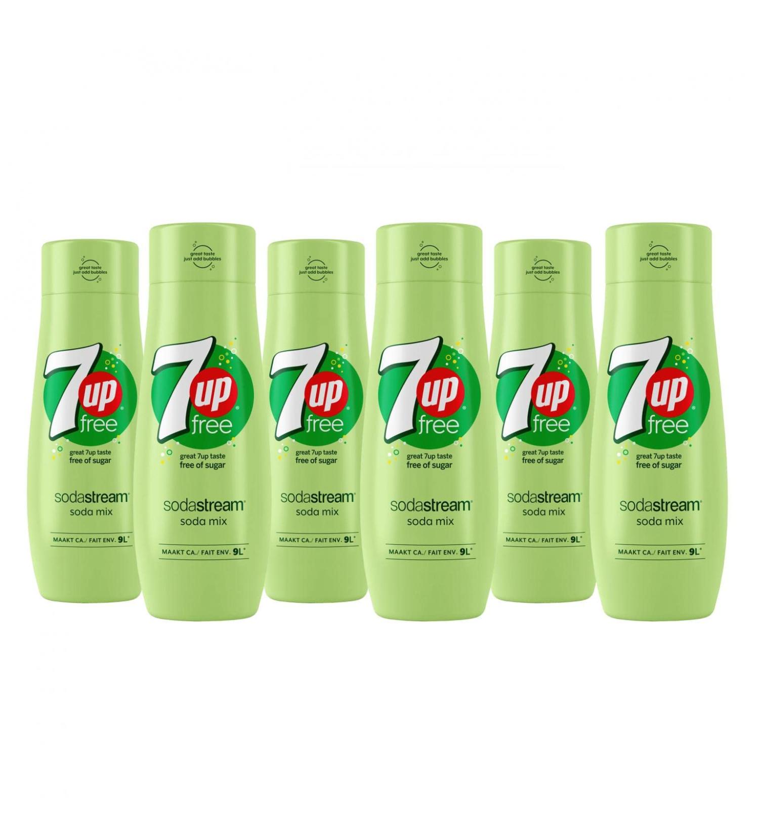 Sodastream - Set of 6 x 7UP Free concentrates sugar-free 100% original flavour with measuring cap 6 x 440 ml.