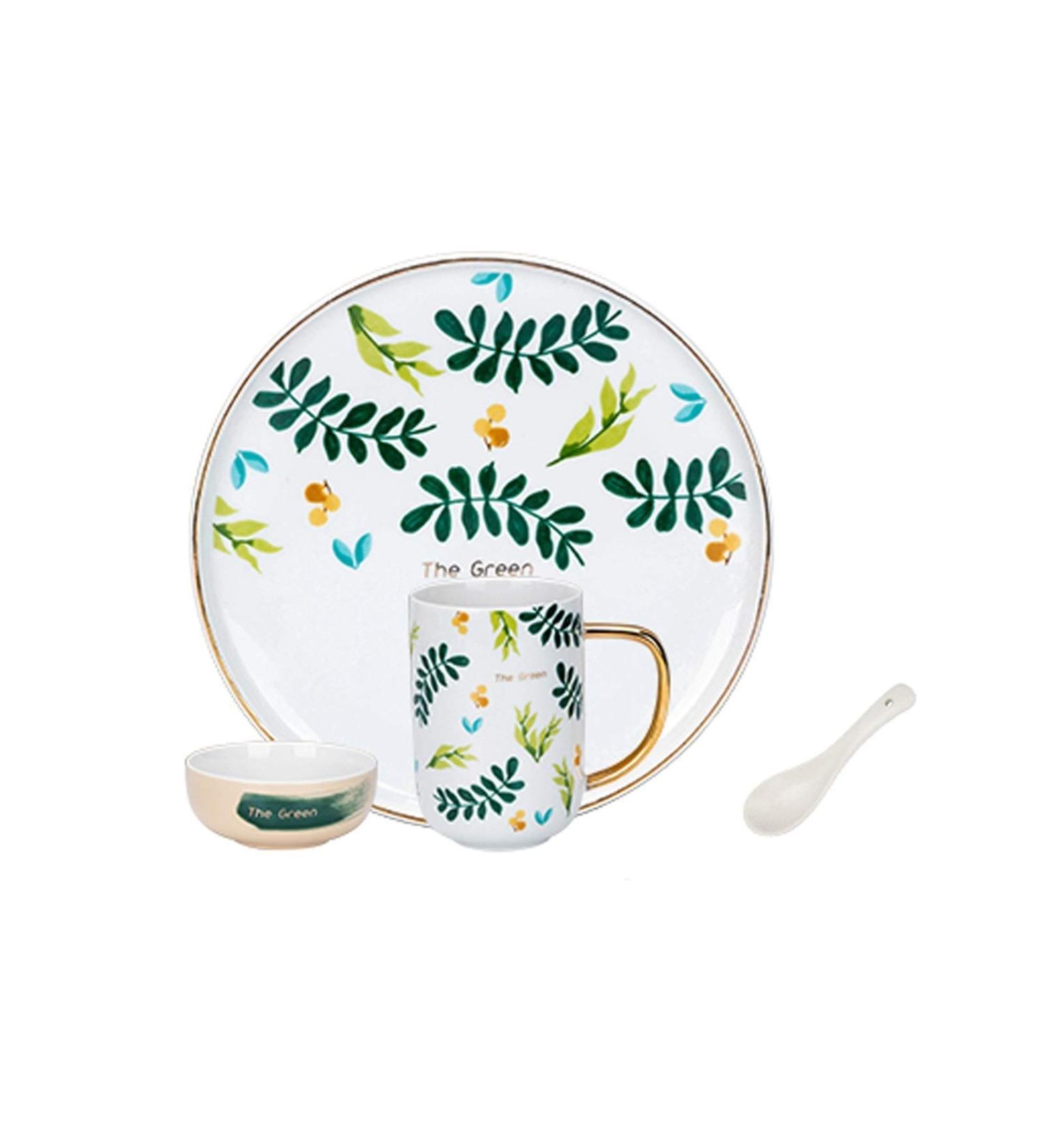Dinner Plates Creative Kitchen Dinnerware Set 4-Piece Ceramic Dinner Plate Sets Plate Bowl Mug Service for 1 Personality Household Dishes Set Plates Kitchenware - Buy Online on GoSupps.com
