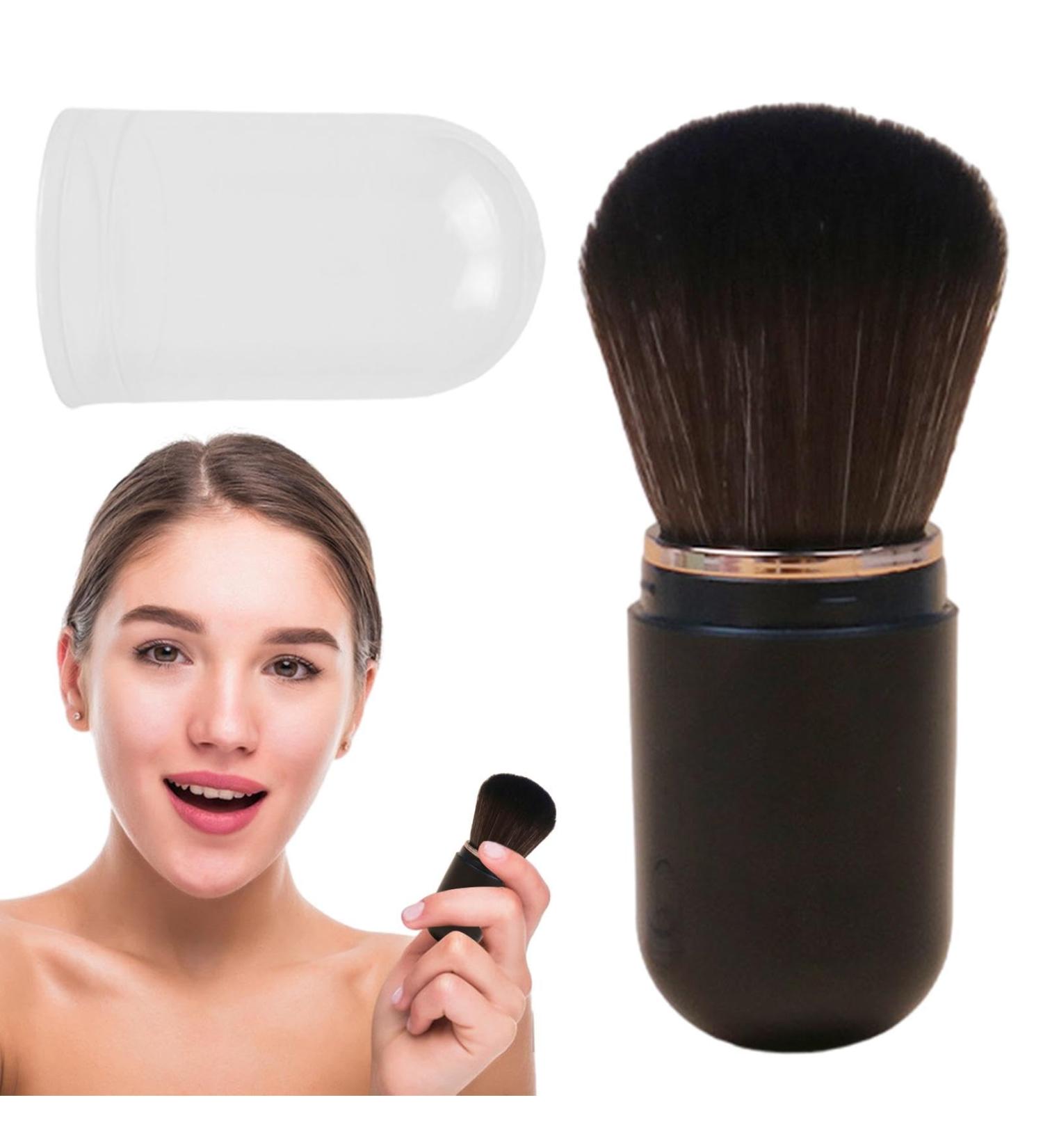 Retractable Powder Brush - Portable Makeup Brush | Retractable Travel Powder Blush Brush Soft Bristles for Daily Use for Travel black - Buy Online on GoSupps.com