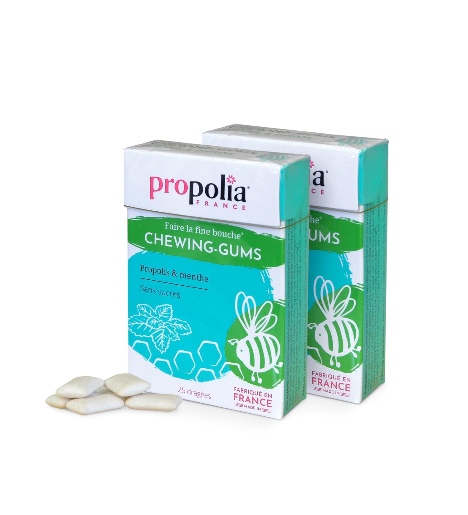 PROPOLIA - Chewing gums Propolis & Mint - Oral hygiene Protection and fresh breath - Sugar-free - Made in France - 25 dragees - Pack of 2 - Buy Online on GoSupps.com