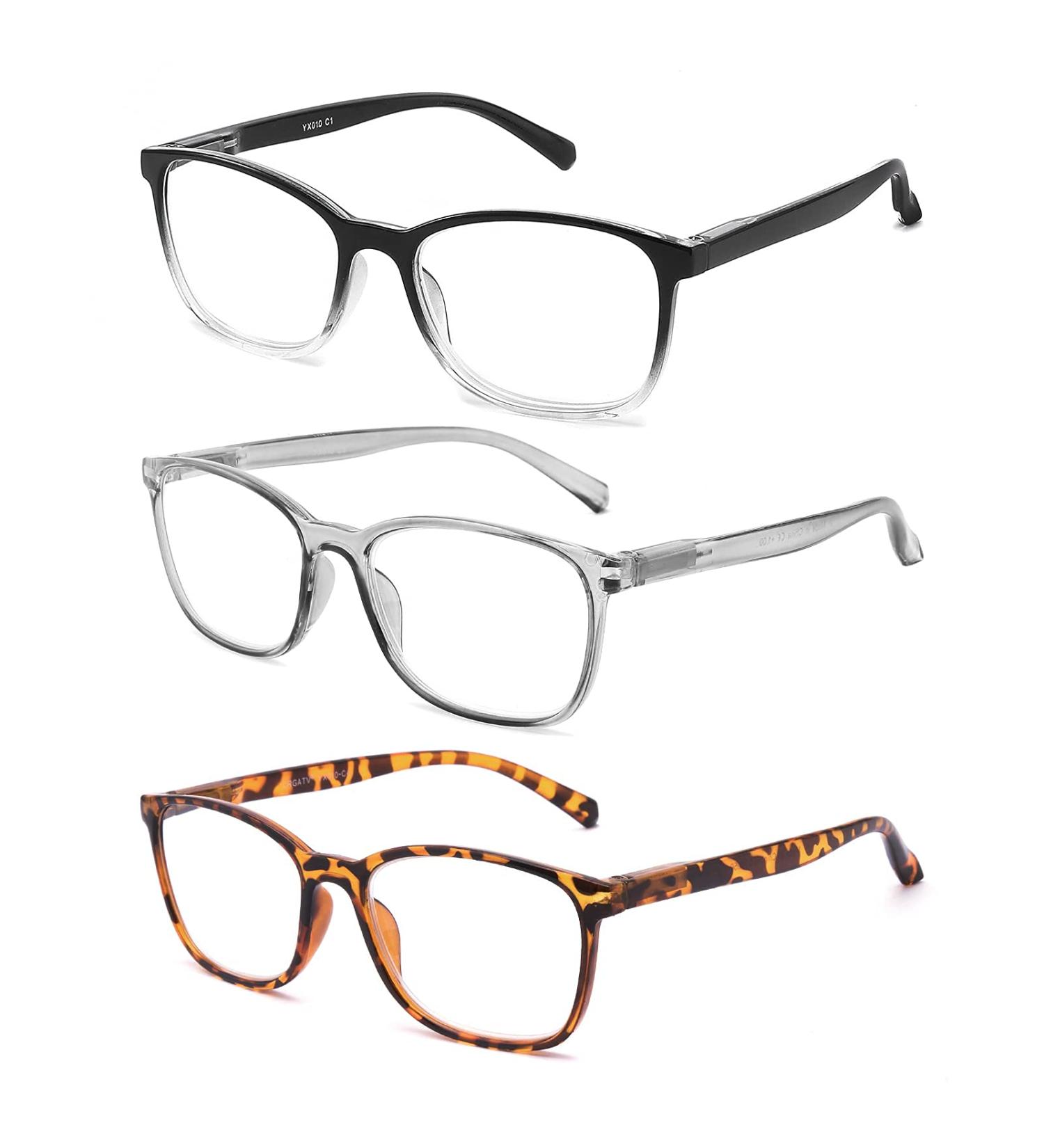 Buy CRGATV 3-Pack Blue Light Blocking Reading Glasses for Men & Women - Rectangle Computer Readers with Spring Hinge Anti-Glare & Eye Strain Relief (+3.0 Magnification) - International Shipping Available - Buy Online on GoSupps.com