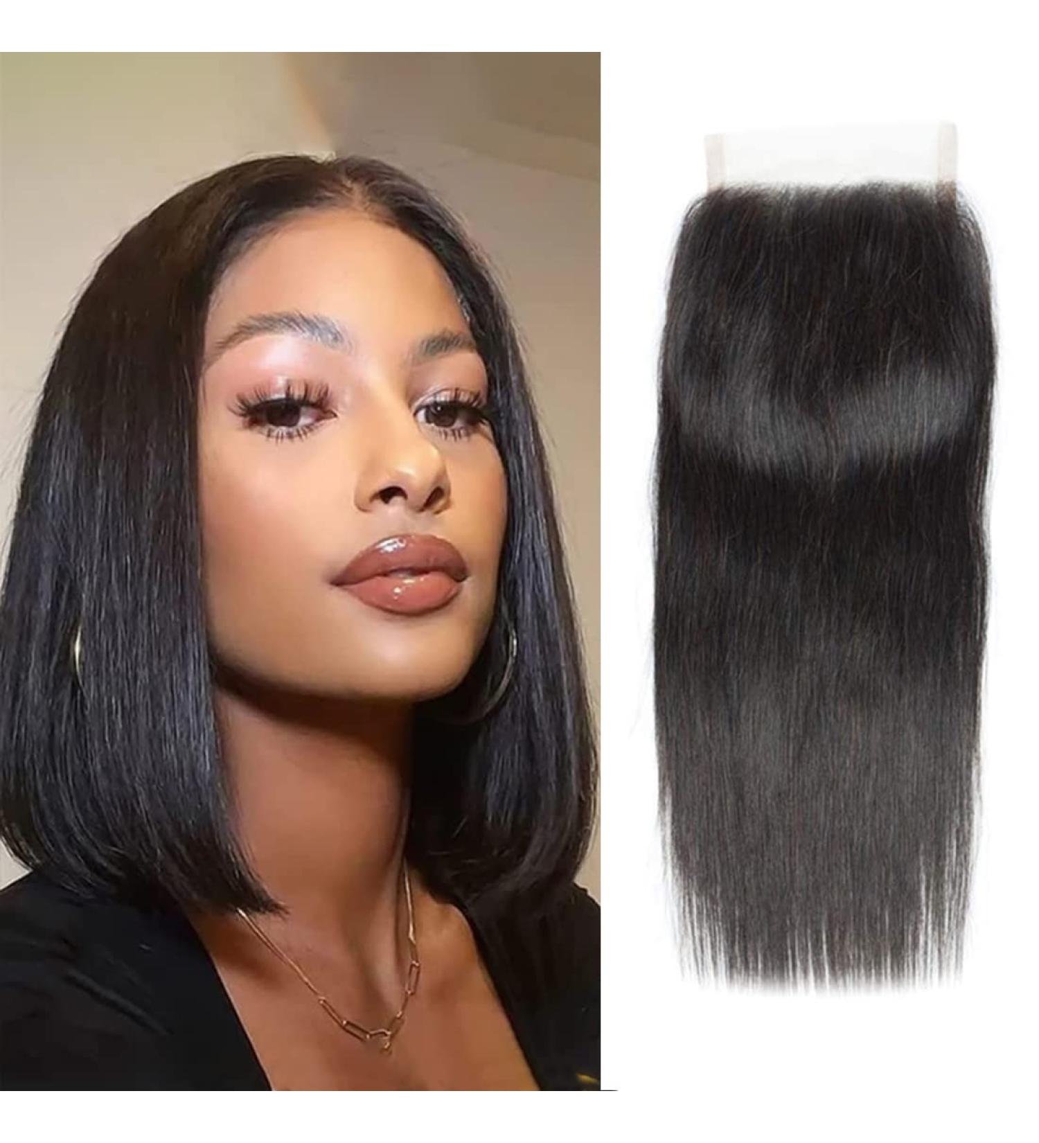 Lace Closure 4X4 Straight Brazilian Virgin Hair Swiss Lace Natural Black Closure | 8 Inch Free Part | 8A Machine Made STW Closure - Buy Online on GoSupps.com