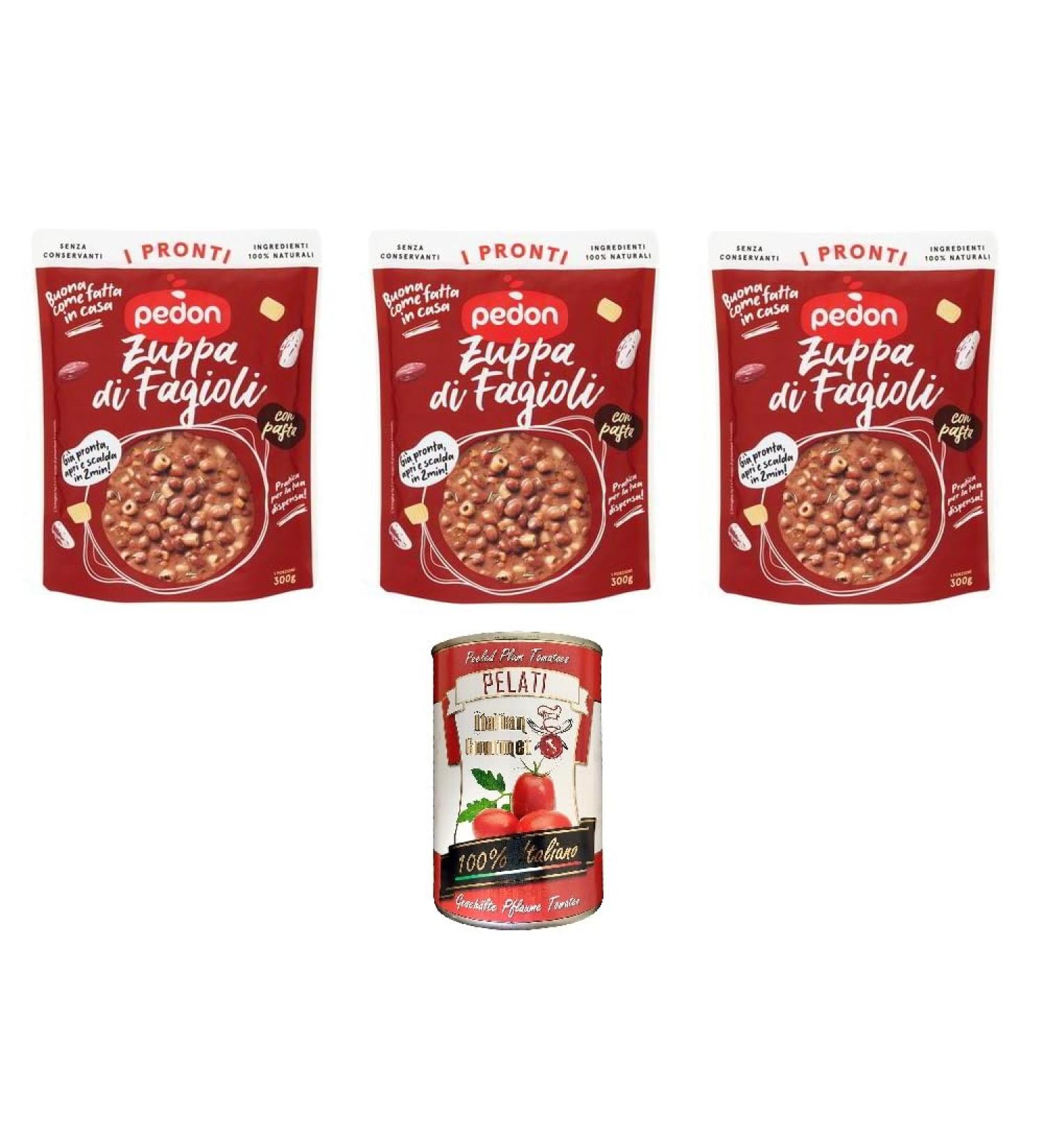  Italian Gourmet E.R. Pedon I Pronti Pack of 3 Bean Soups 300g + Italian Gourmet Pelati 400g - Buy Online on GoSupps.com