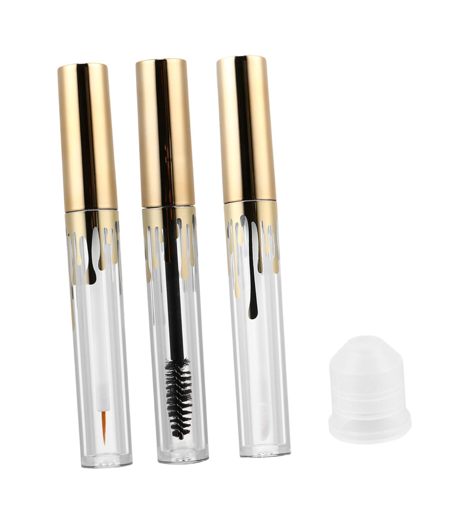 CANIGHT 3pcs Makeup Bottle Empty Mascara Tubes Lip Gloss Bottles Clear Cosmetic Tube Lip Tube Golden Plastic - Buy Online on GoSupps.com