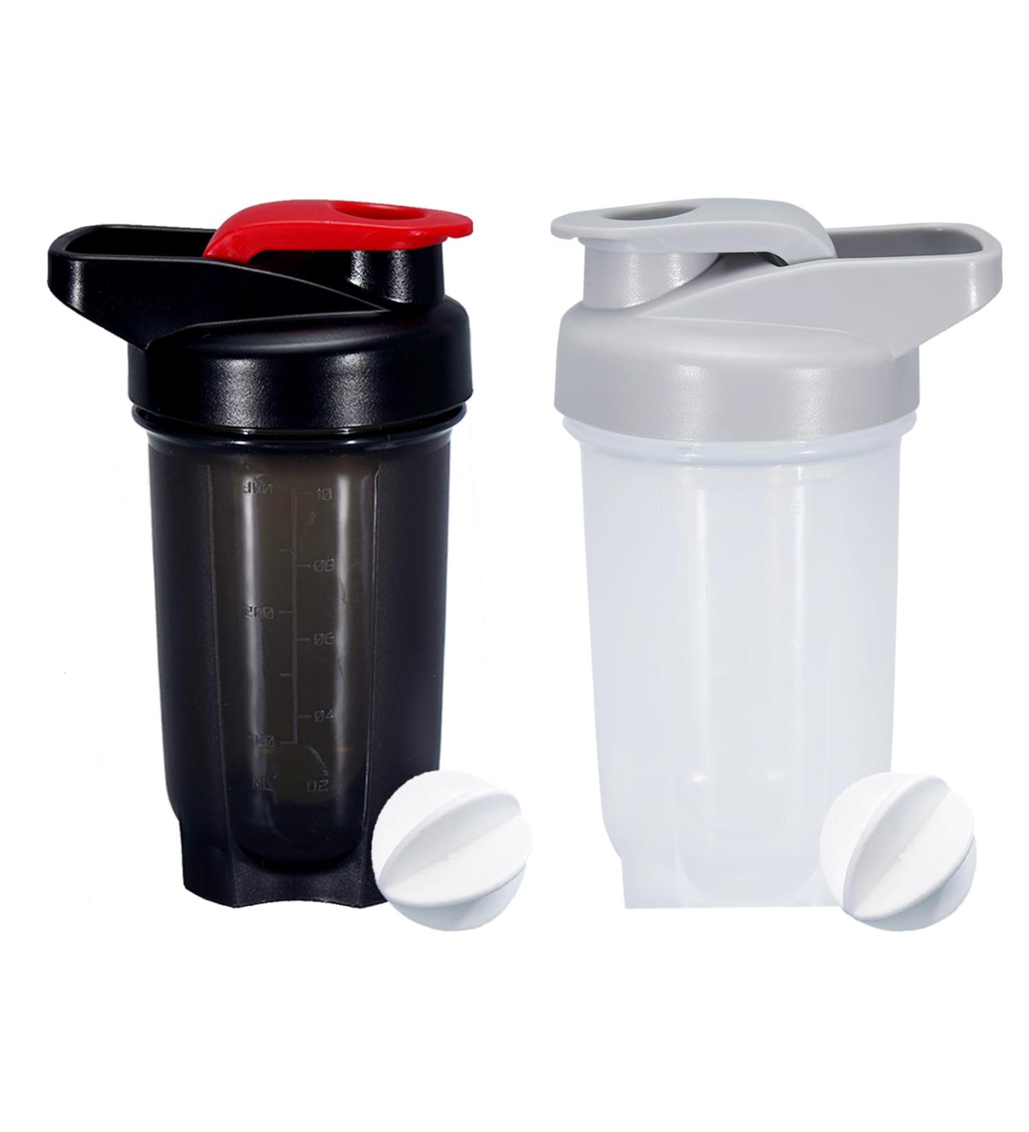 YayoNung 300ml Protein Shaker Bottle - Leak-Proof BPA Free with Sieve & Scale - Perfect for Fitness & Supplements (Black & Gray 2pcs) - Buy Online on GoSupps.com