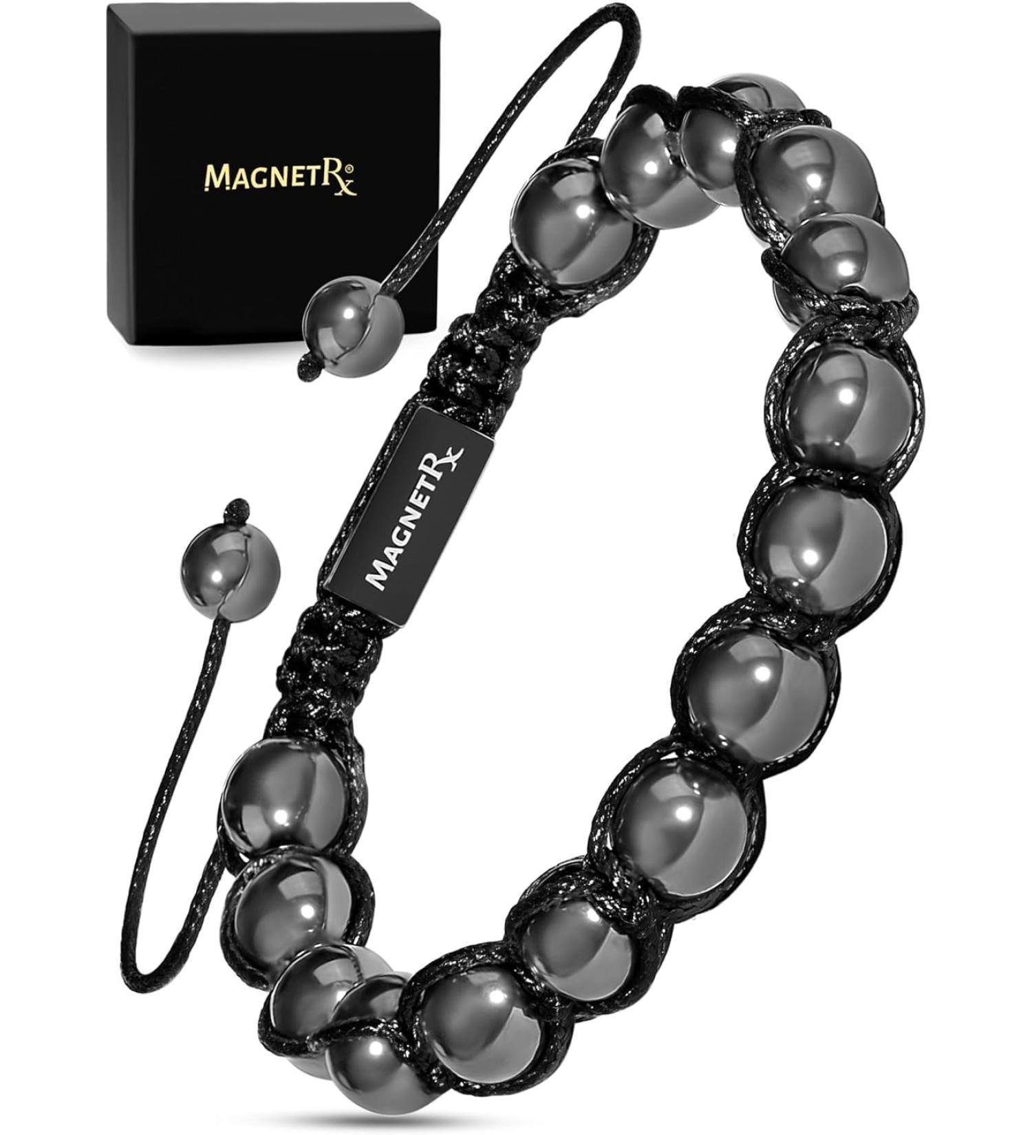 MagnetRX Magnetic Hematite Bracelet | MAX Strength Beaded Magnetic Bracelet for Men and Women (8mm Bali Bead) - Buy Online on GoSupps.com