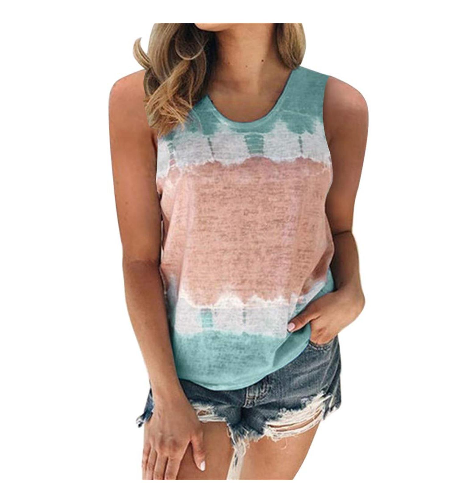 Shop Women's Activewear Shirts & Blouses | Color Block Tie-Dye Bike Jerseys & Casual Tops (S-5XL) - H26-Green XL - Buy Online on GoSupps.com