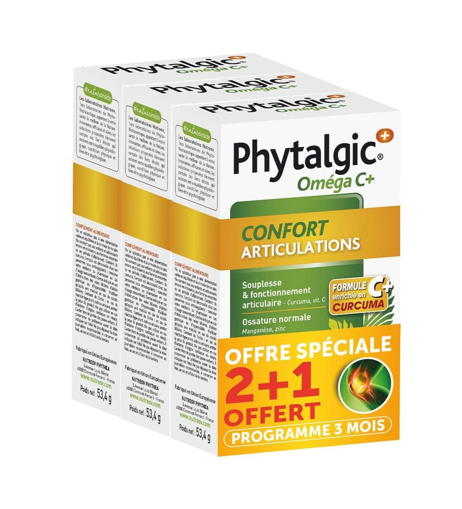 NUTREOV - Phytalgic+ Omega C+ - Joint Comfort, Flexibility and Mobility - Food Supplement with Natural Origin Active Ingredients - Made in France - 60 Capsules (Pack of 3)